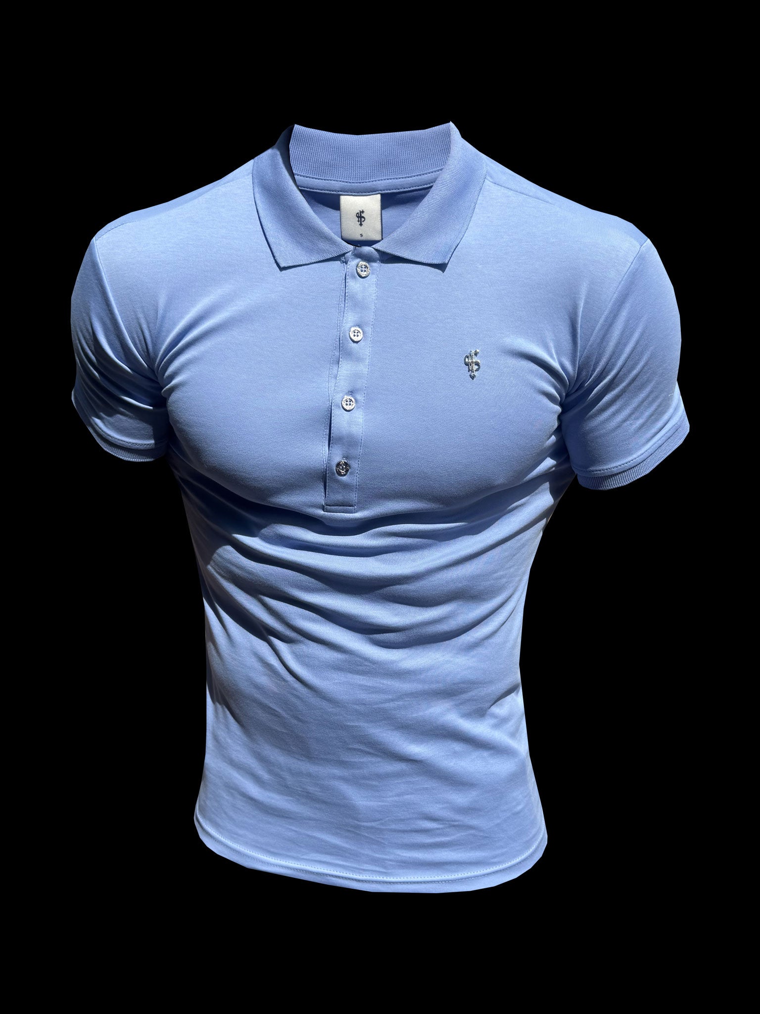 Classic Blue / Silver Pima Cotton Polo Short Sleeve - FSH1549