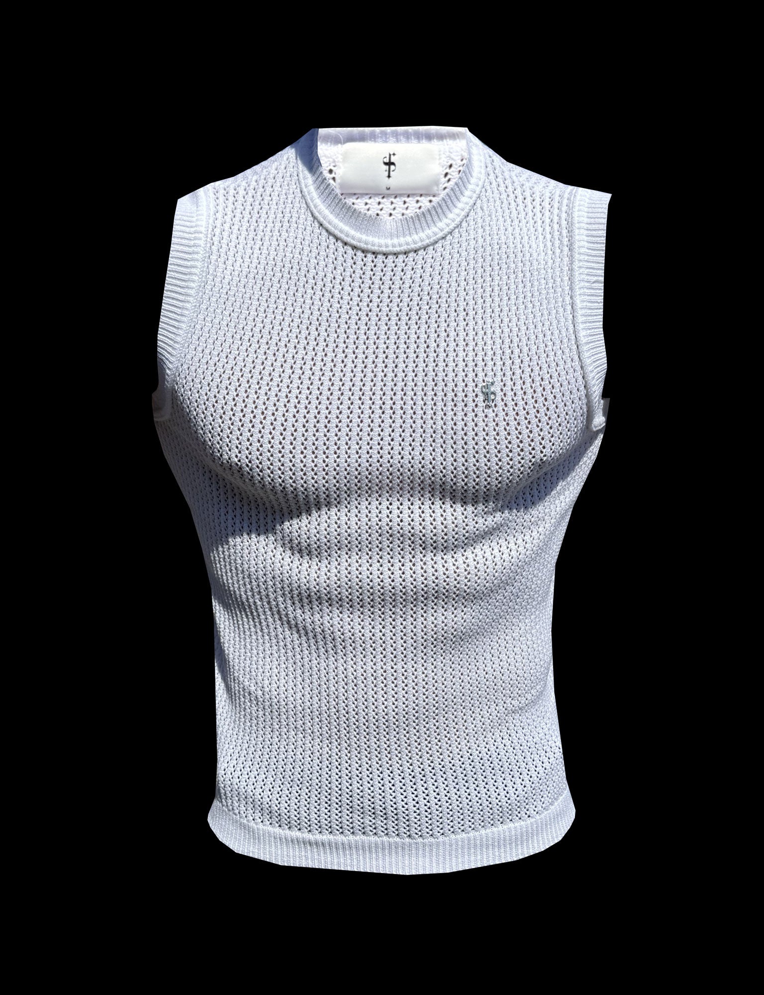 White / Silver Viscose Crochet Knitted Vest - FSJ165 (PRE ORDER 29TH JUNE)