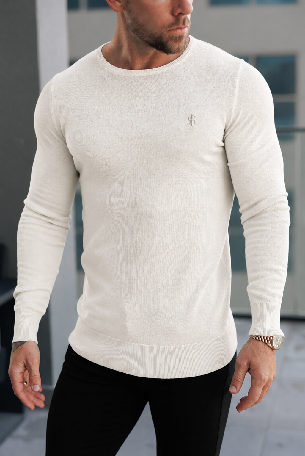 Plain Crew Cream Soft Touch Knit Jumper - FSA099