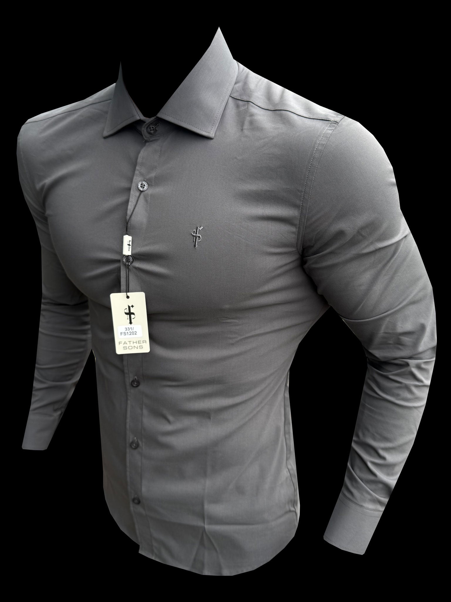 Muscle Fit Advanced Stretch Charcoal with Cutaway Collar - FS1202