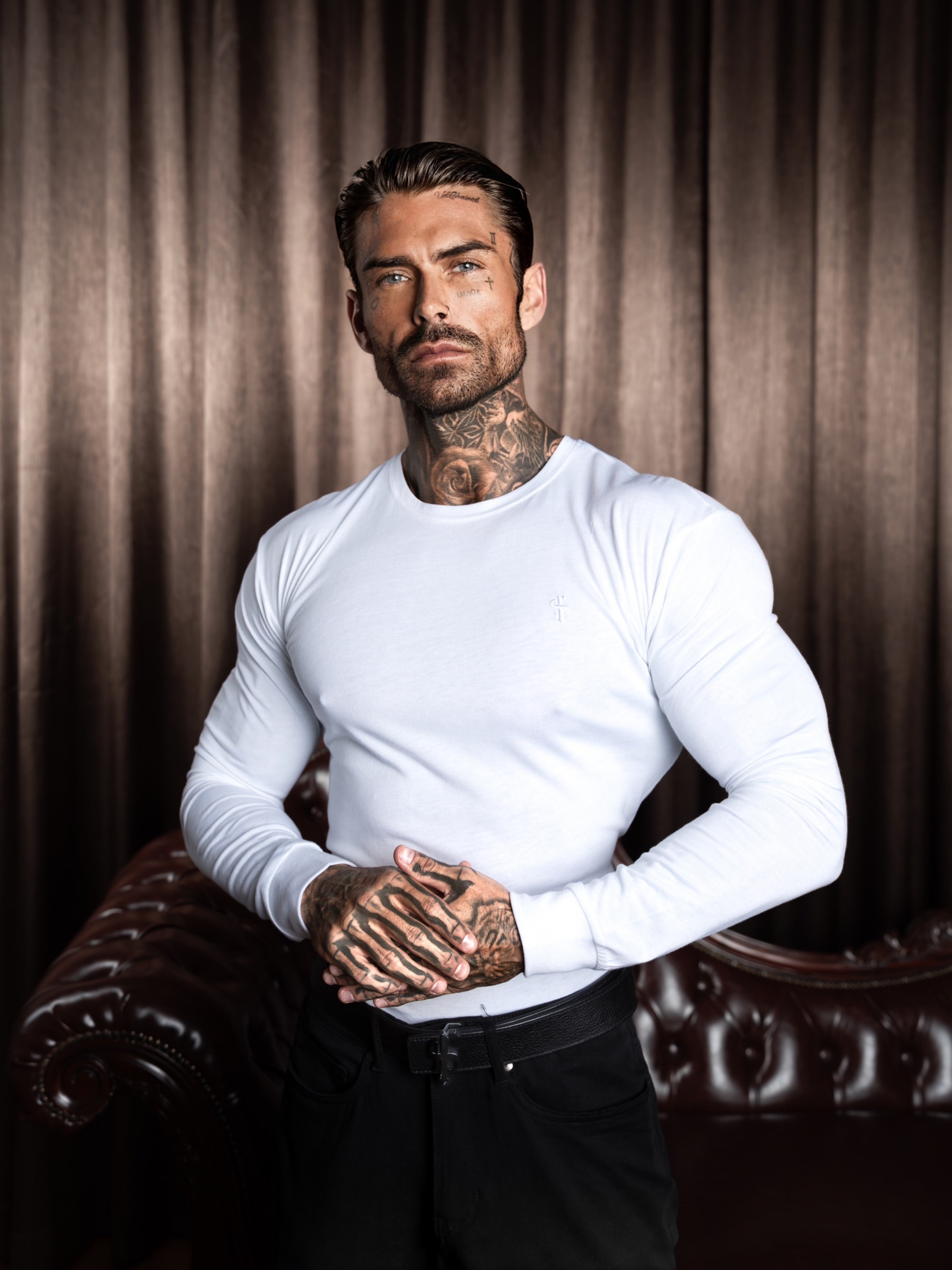 White Bamboo Crew T-Shirt Long Sleeve - FSH1417