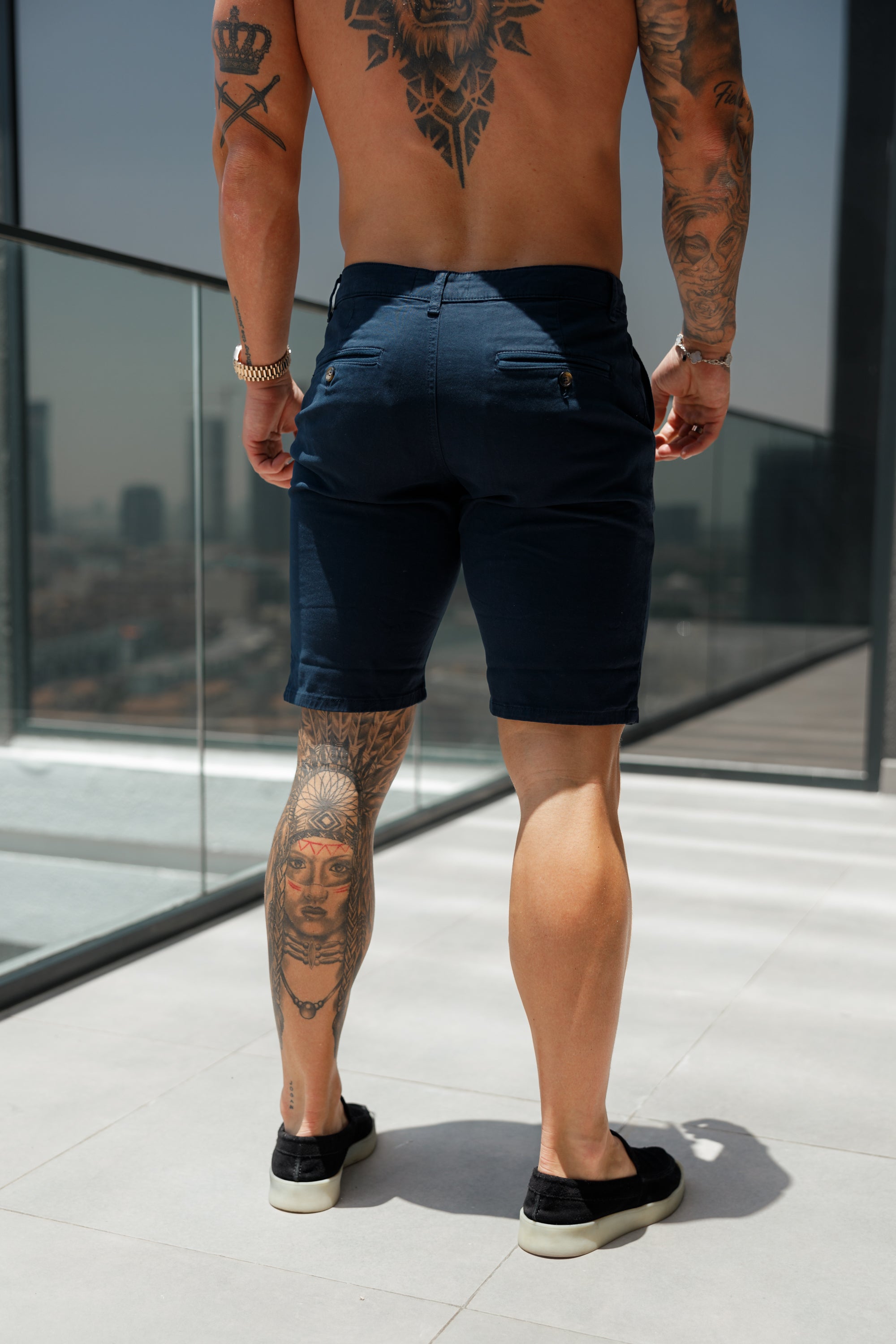 Slim Fit Navy Chino Shorts - FSH148