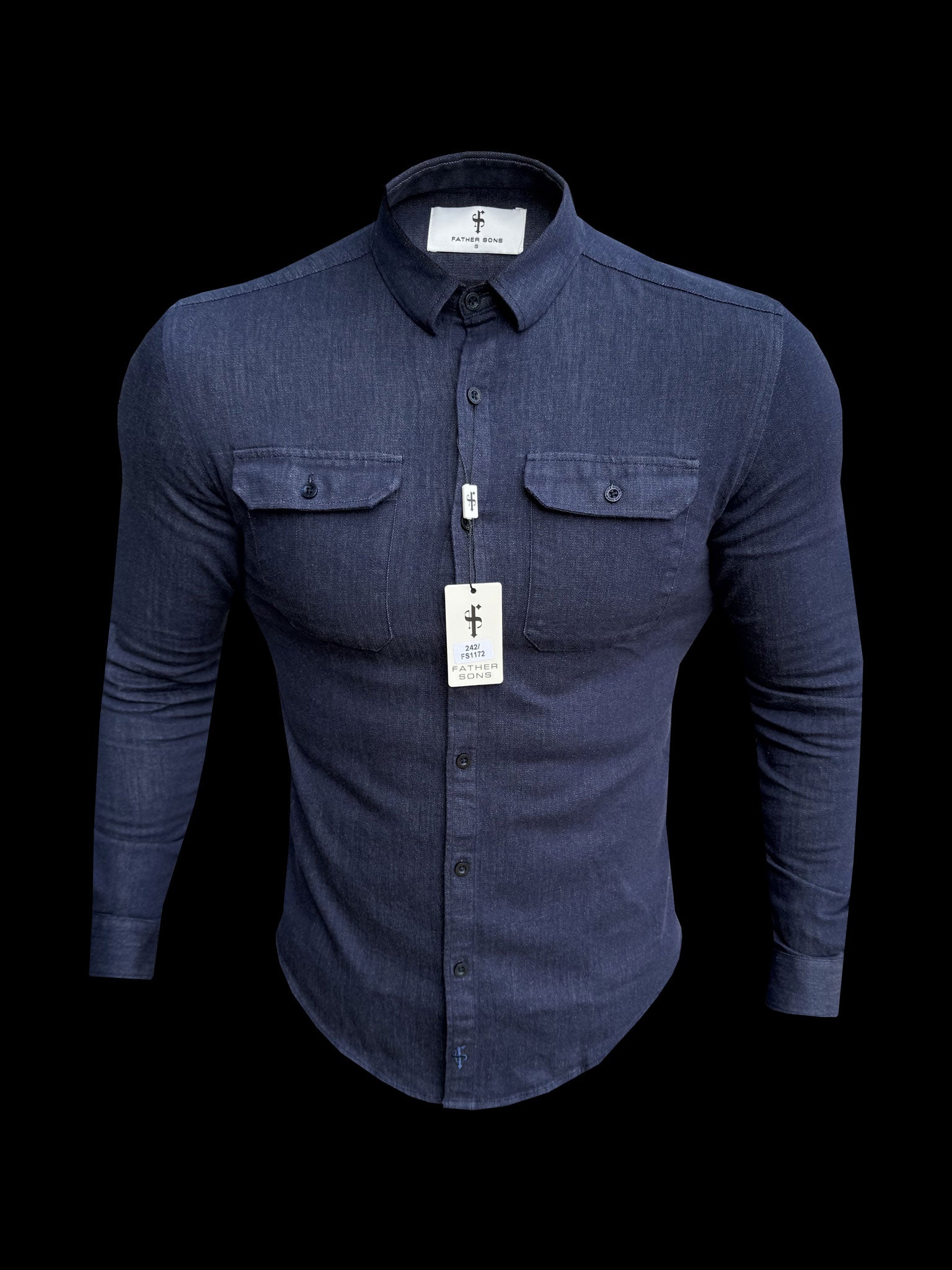 Classic Stretch Denim Navy Shacket Long Sleeve - FS1172