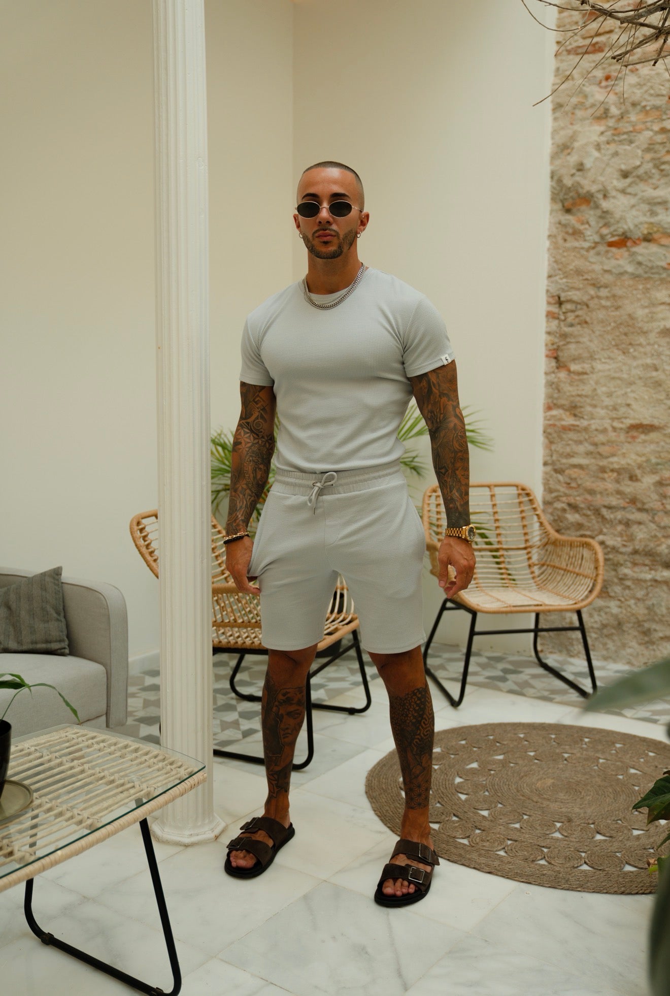 Jersey Cord Light Grey Shorts - FSR083