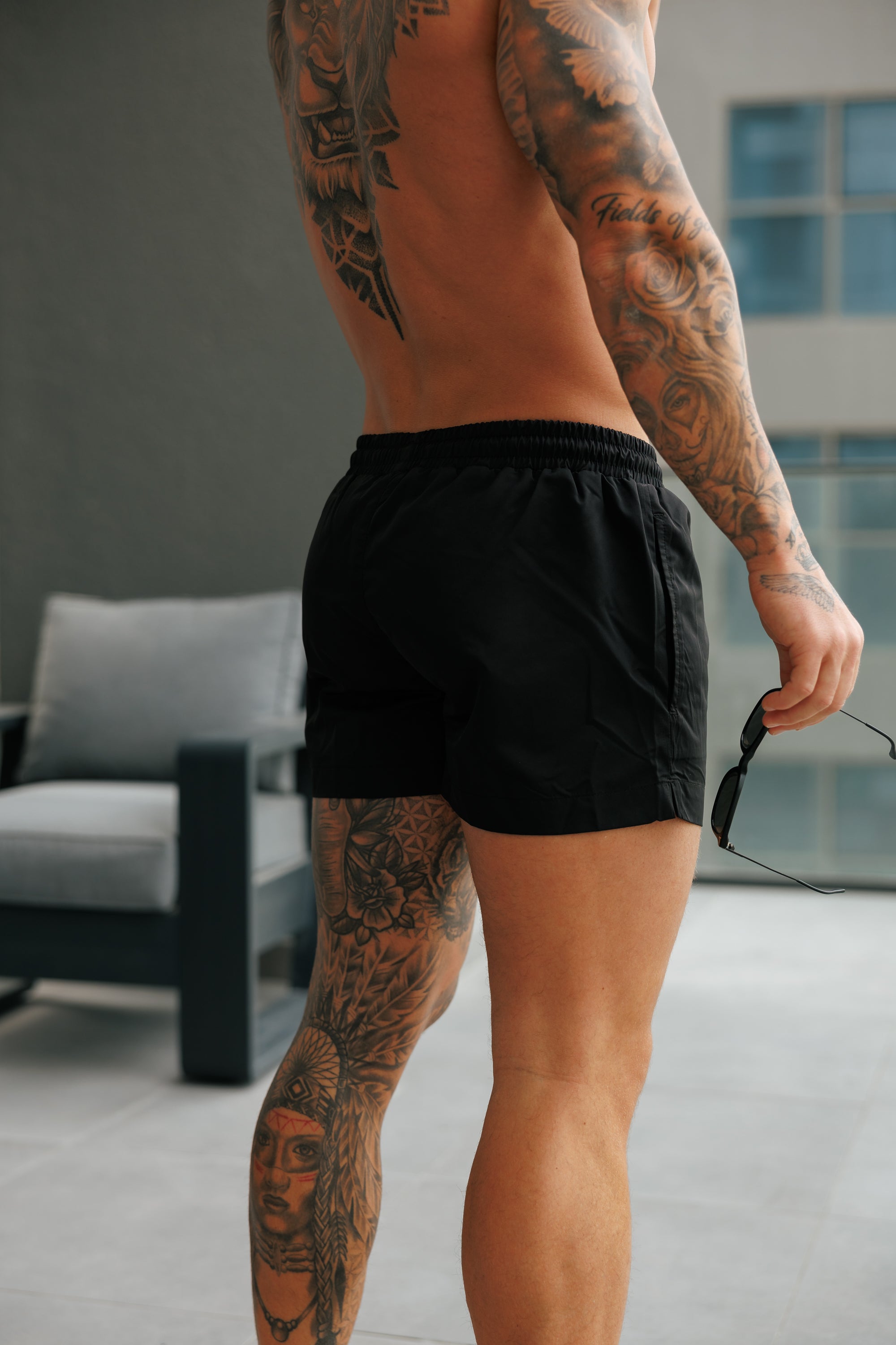 Black / Silver Swim Shorts - FSH1316 (PRE ORDER 15TH APRIL)