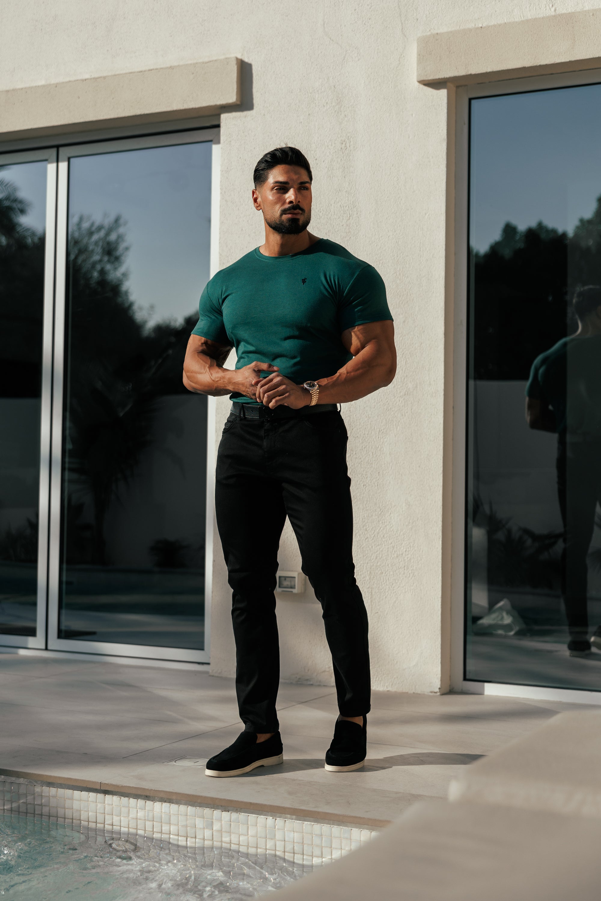 Forest Green / Black Bamboo Crew T Shirt - FSH1213 (PRE ORDER 17TH SEPTEMBER)