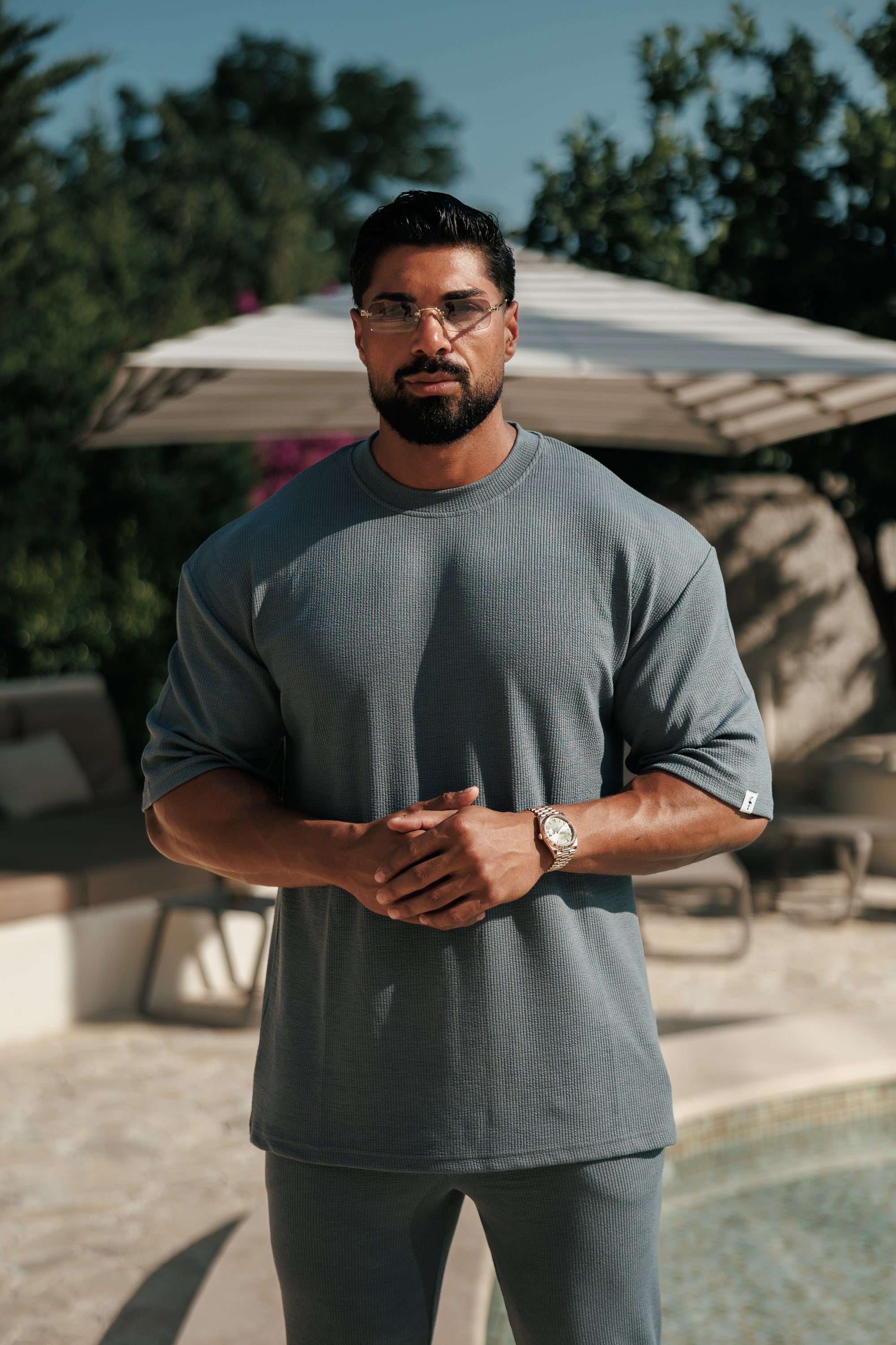 Jersey Cord Gunmetal Oversized T-Shirt - FSR108