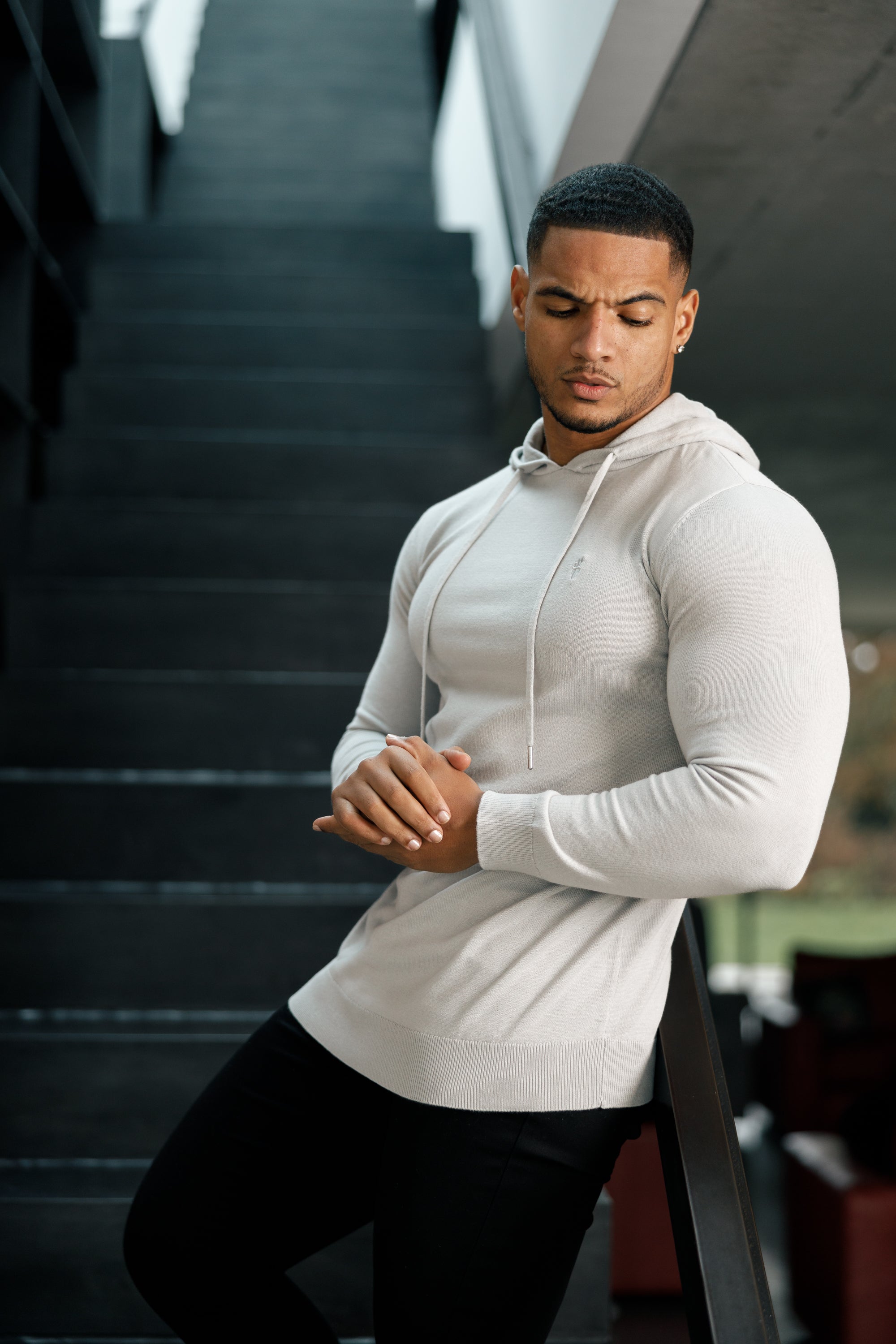 Silver Grey Knitted Overhead Hoodie - FSN117