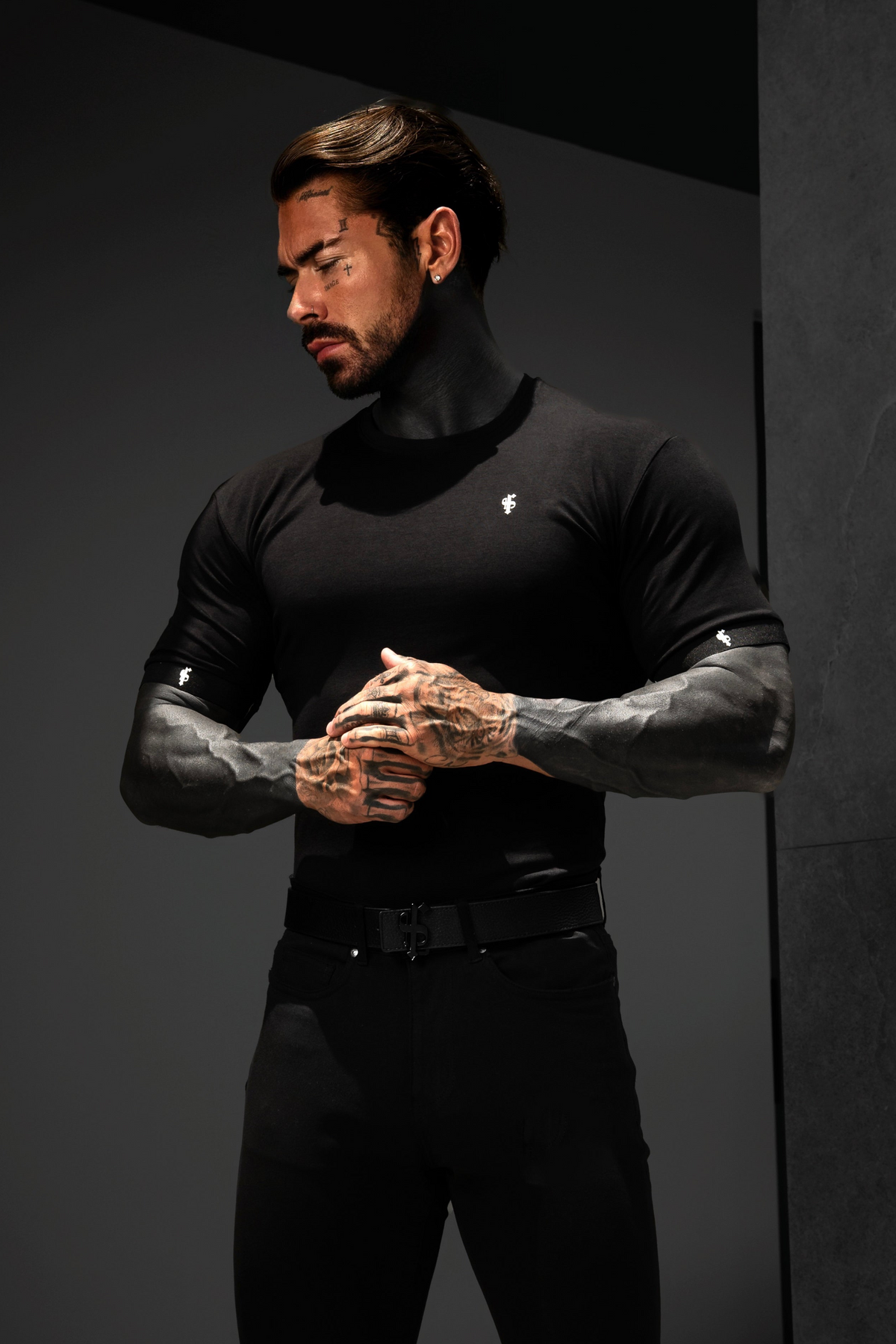 Classic White Crew T Shirt with FS Elastic Sleeve Branding - FSH1560