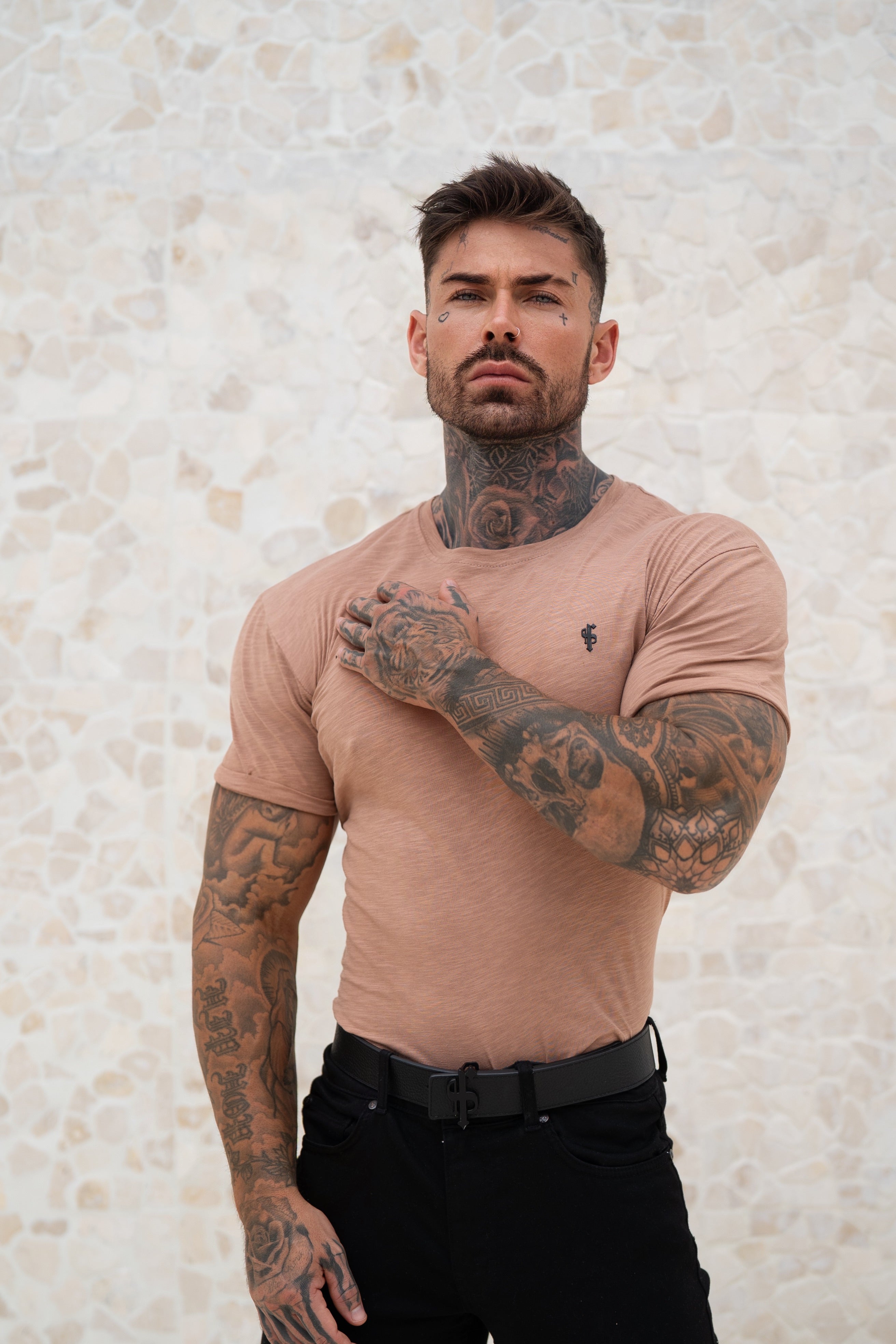 Baby Pink Slub Crew Short Sleeve