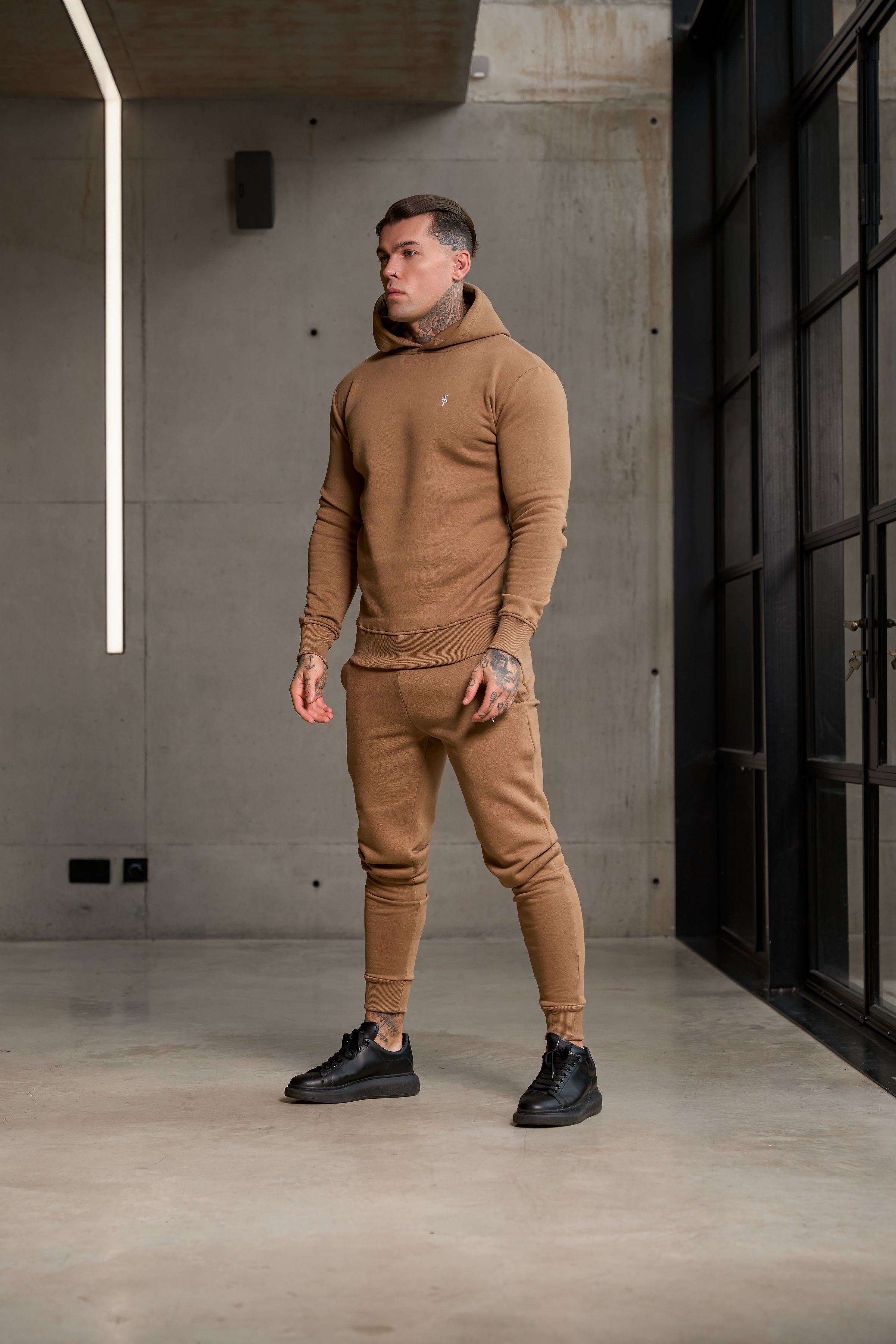 FS Plain Taupe Tracksuit Sweat Pants with FS Branding - FSH1197