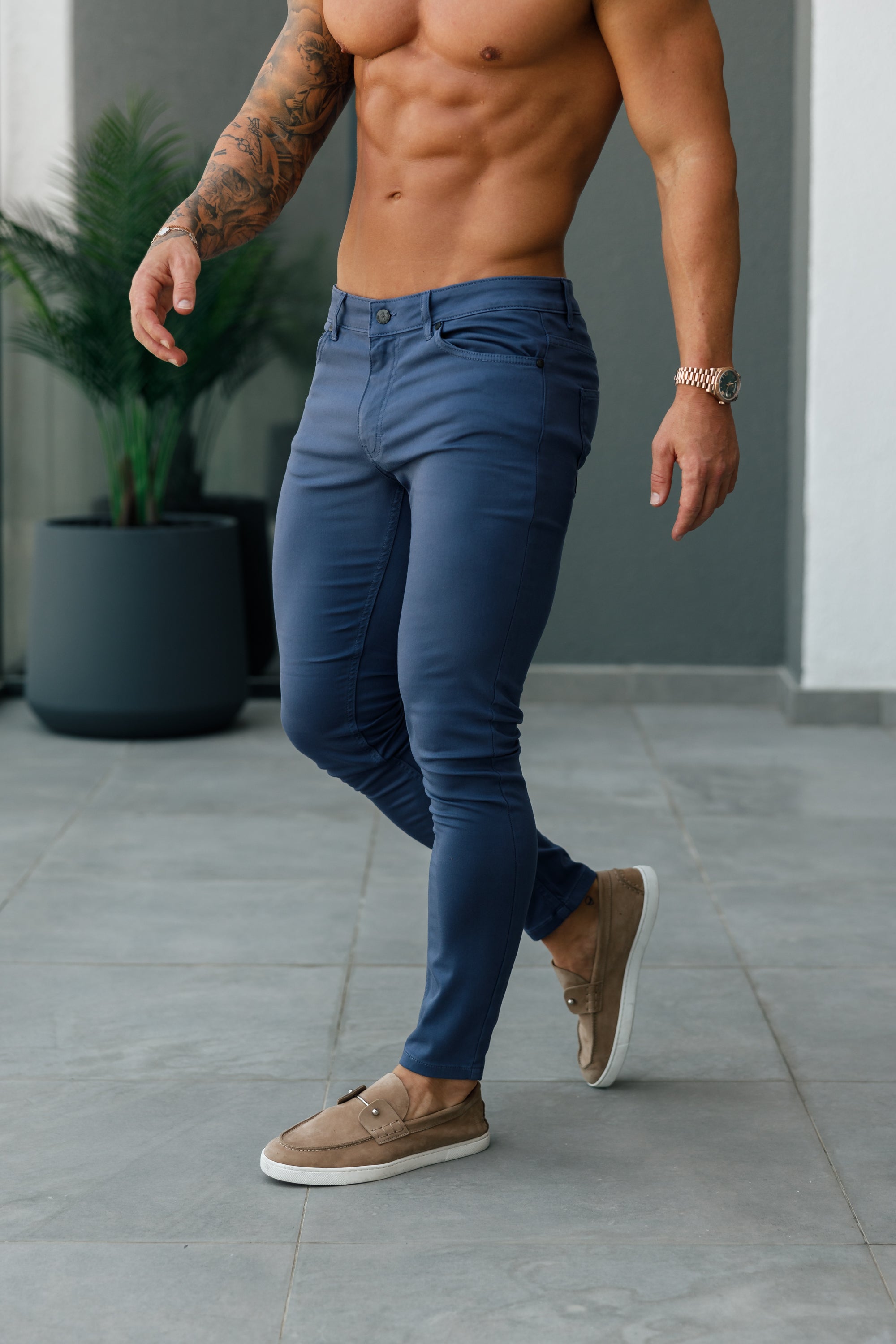 Father Sons Slim Stretch Light Navy Relaxed Sateen Pants - FSH1305