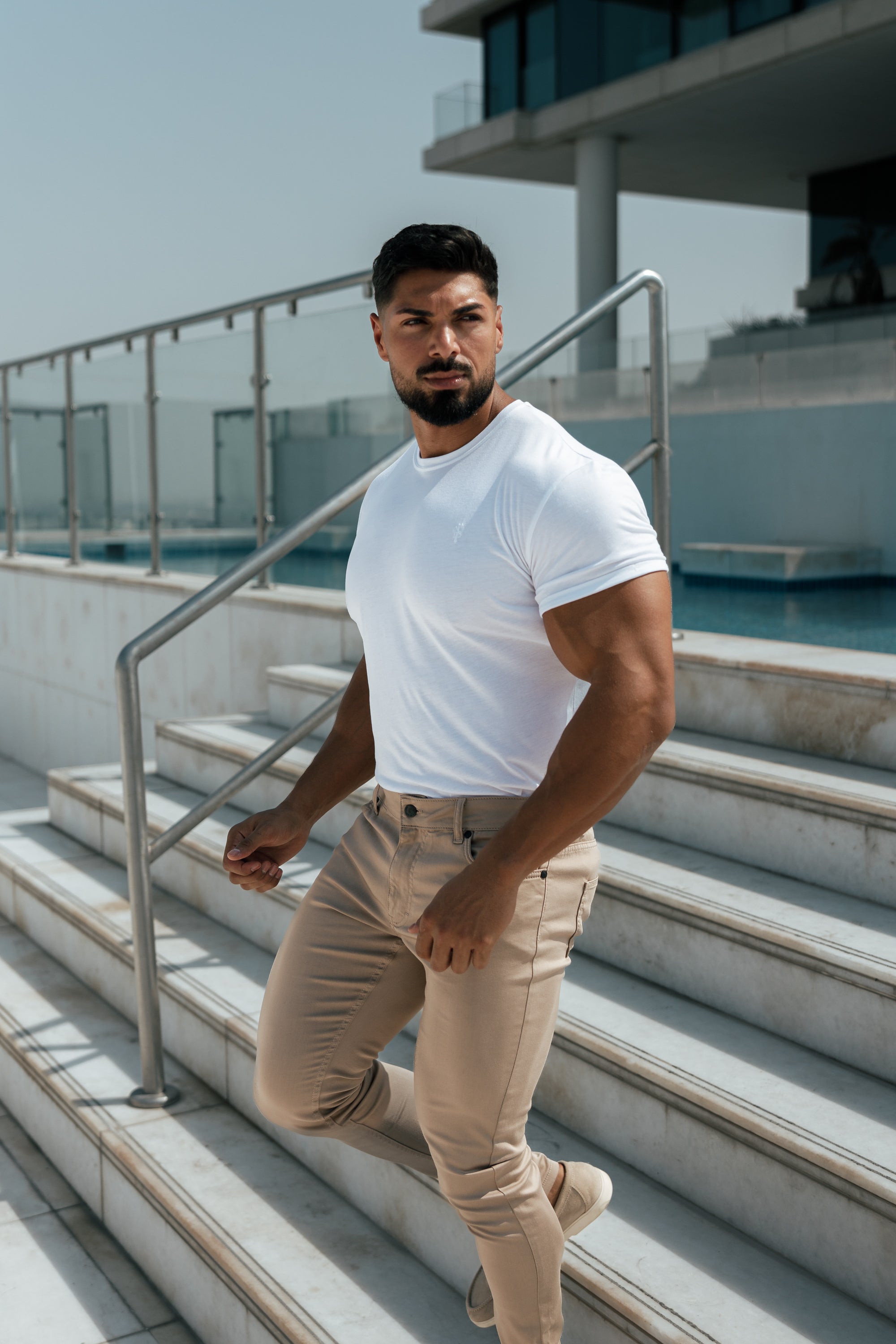 Father Sons Slim Stretch Beige Sateen Pants - FSH407