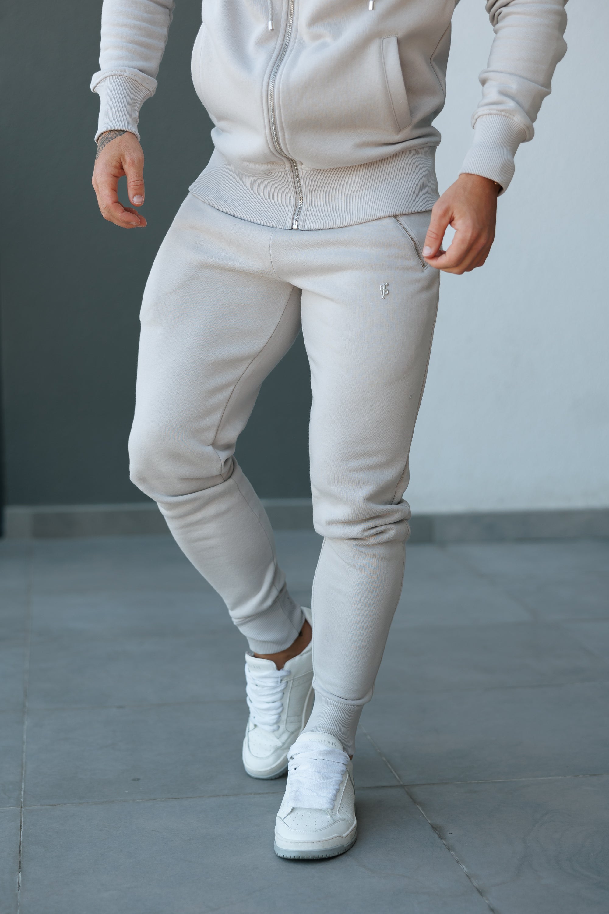 FS Light Grey / Silver Sweat Pants with Zipped Pockets - FSH1256