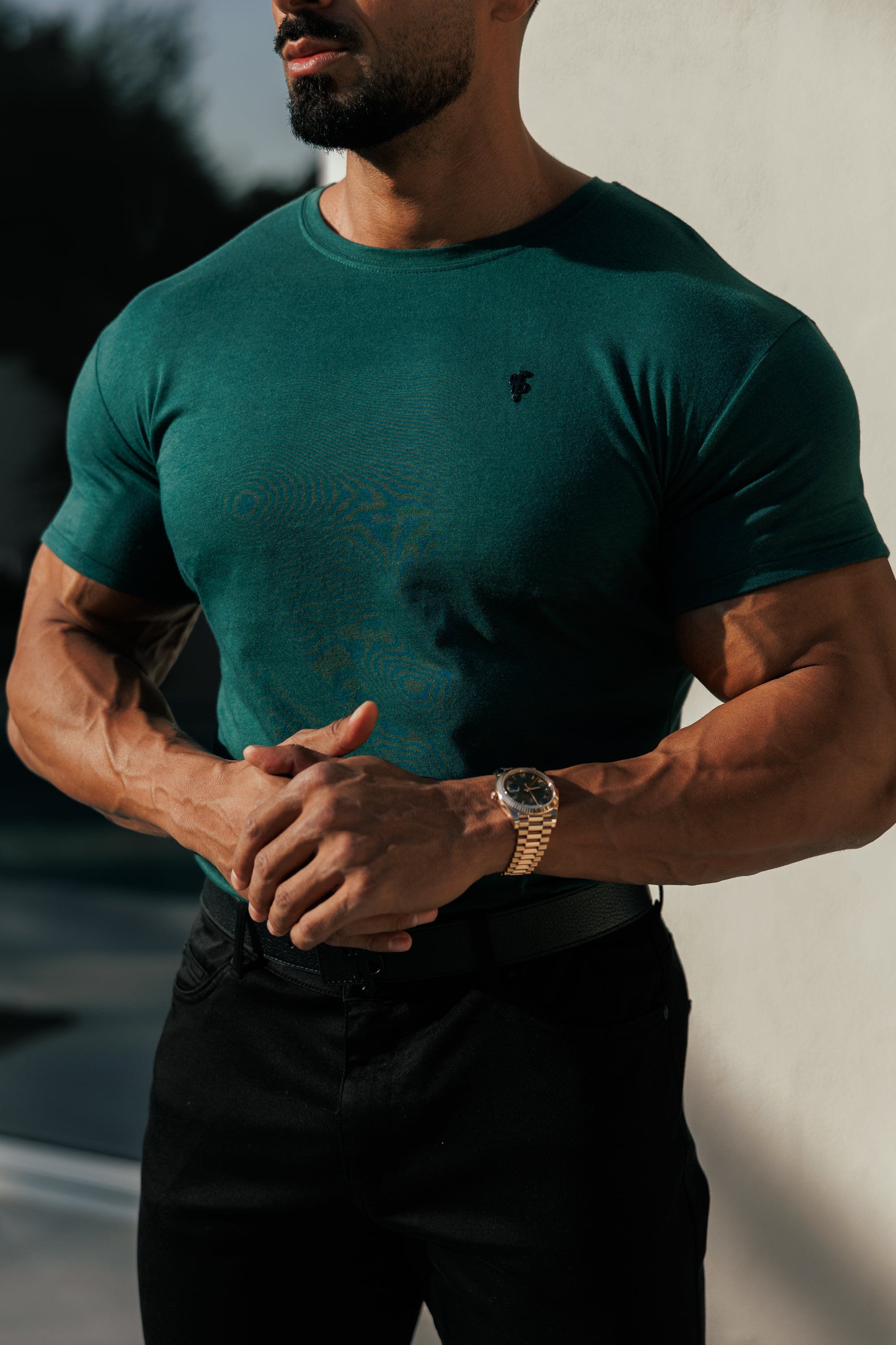 Forest Green / Black Bamboo Crew T Shirt - FSH1213 (PRE ORDER 17TH SEPTEMBER)