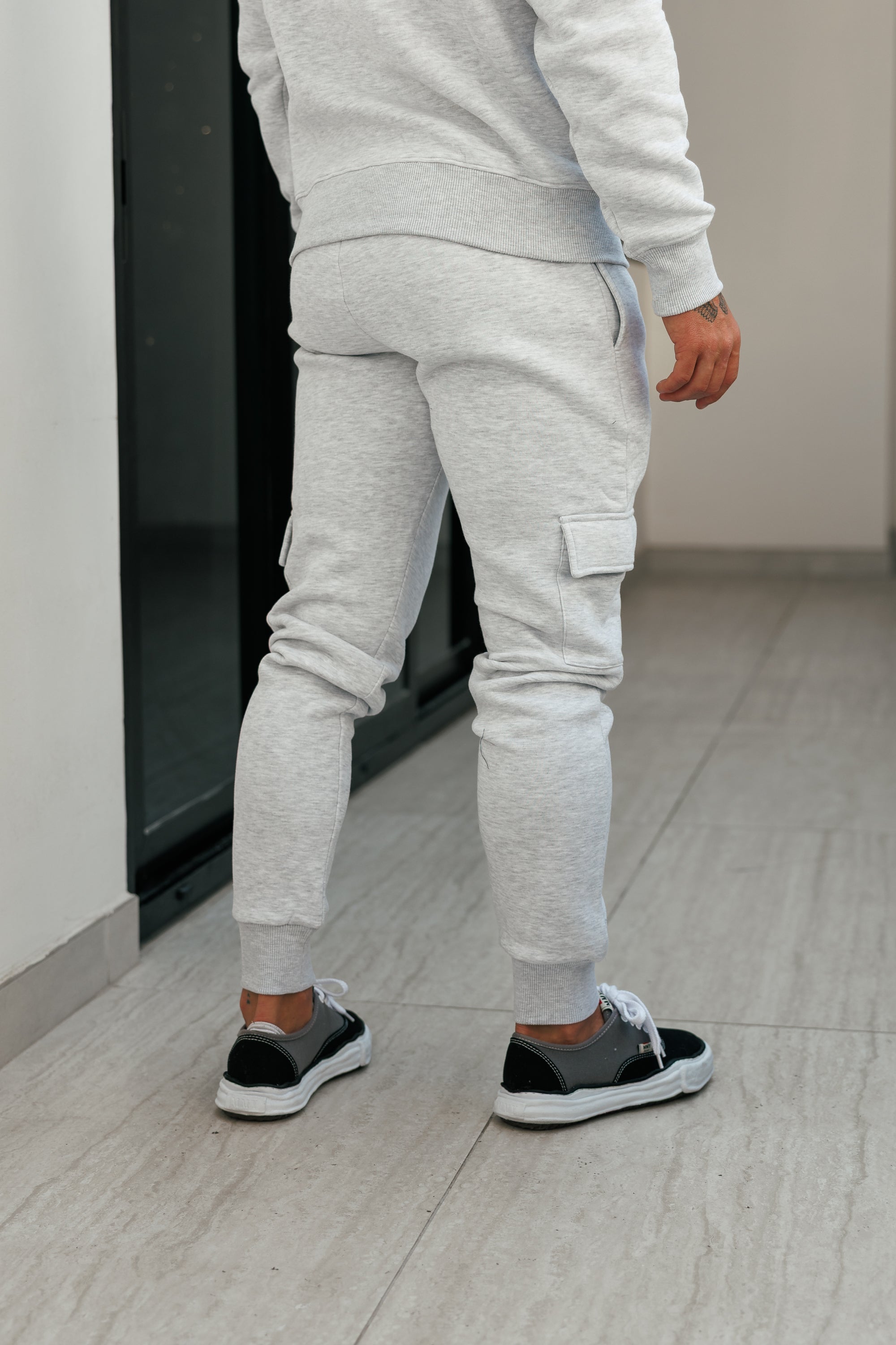 Grey Melange / Silver Cargo Tracksuit Bottoms - FSR033