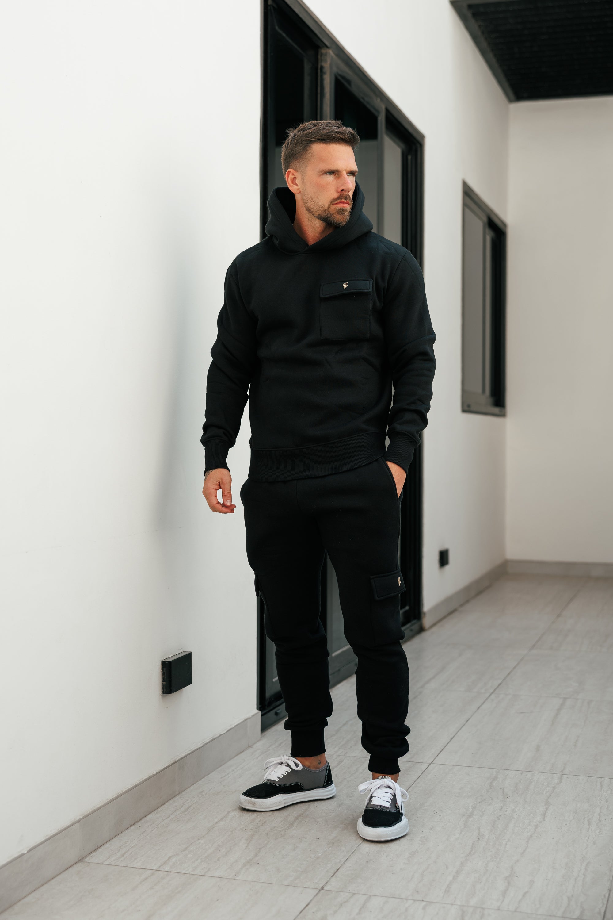 Black / Gold Cargo Tracksuit Bottoms - FSR029