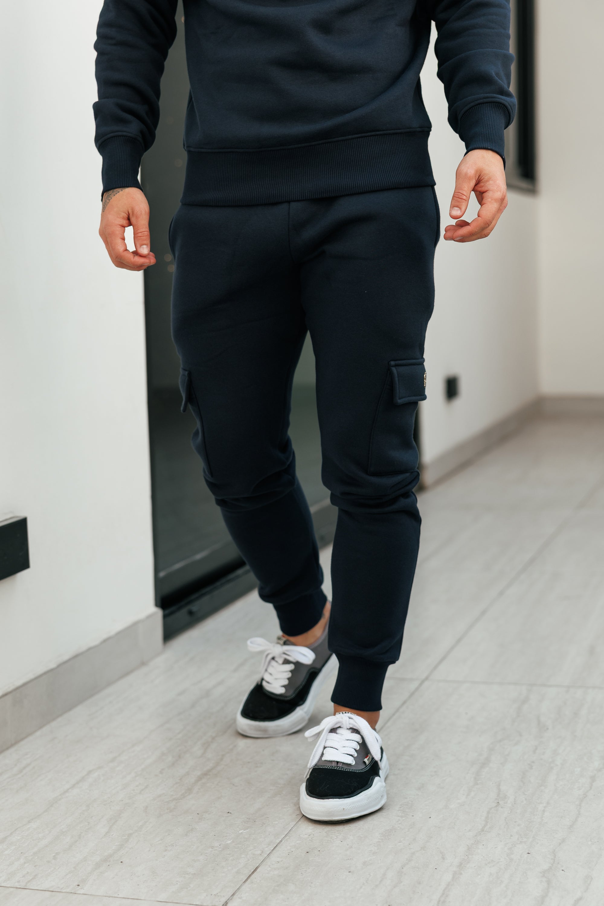 Navy / Gold Cargo Tracksuit Bottoms - FSR039