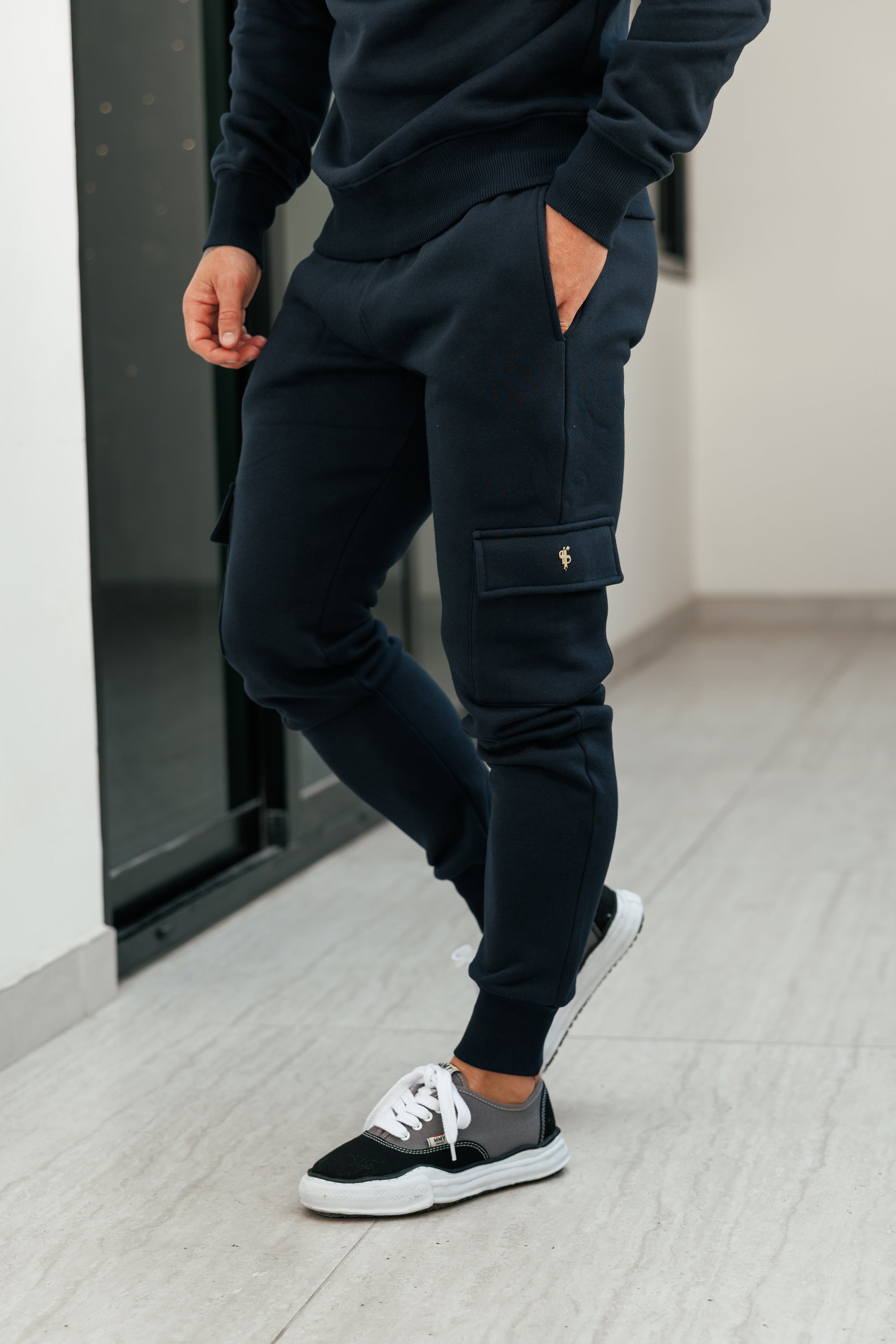 Navy / Gold Cargo Tracksuit Bottoms - FSR039
