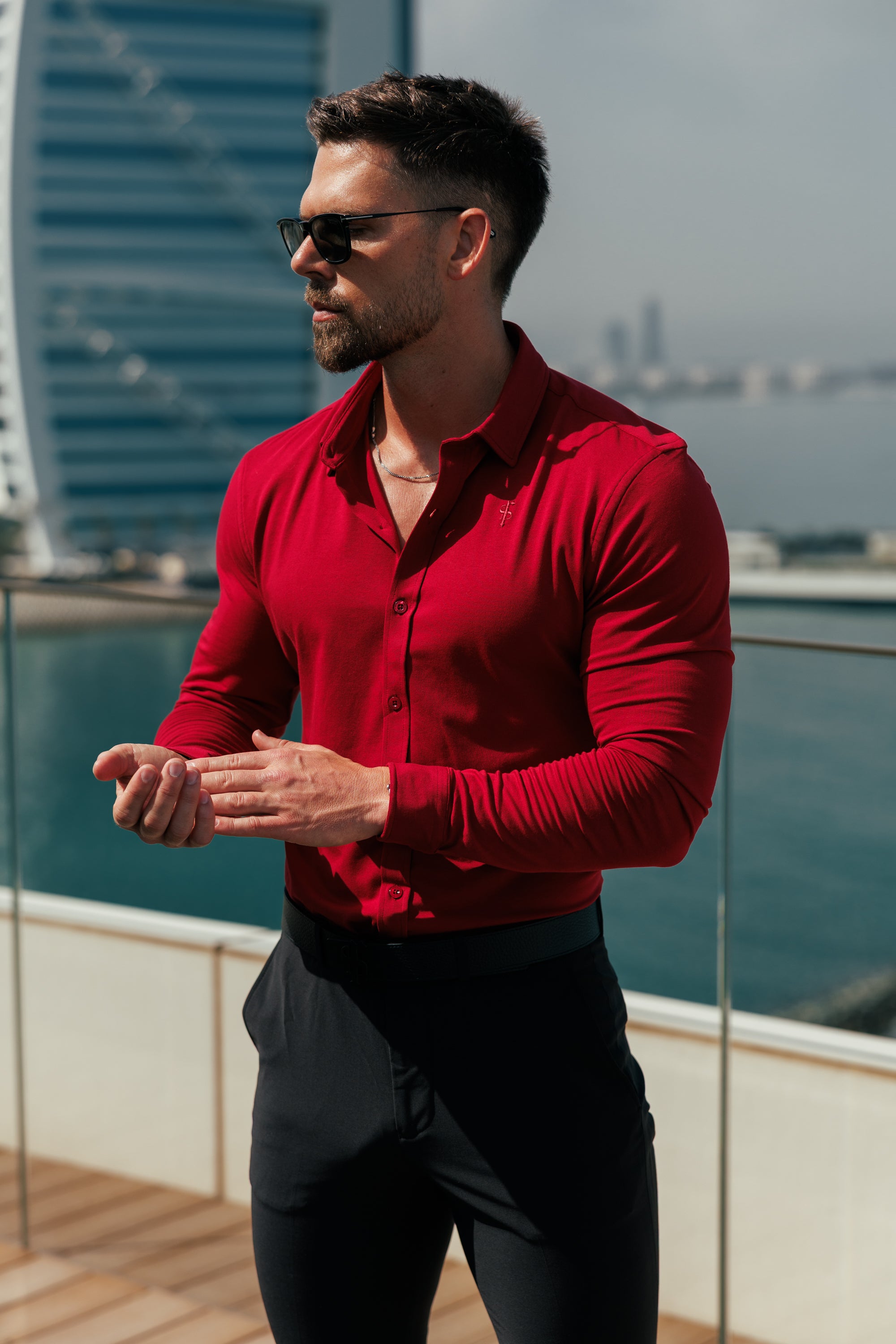 Fitted Ox Blood Long Sleeve Jersey - FSD002