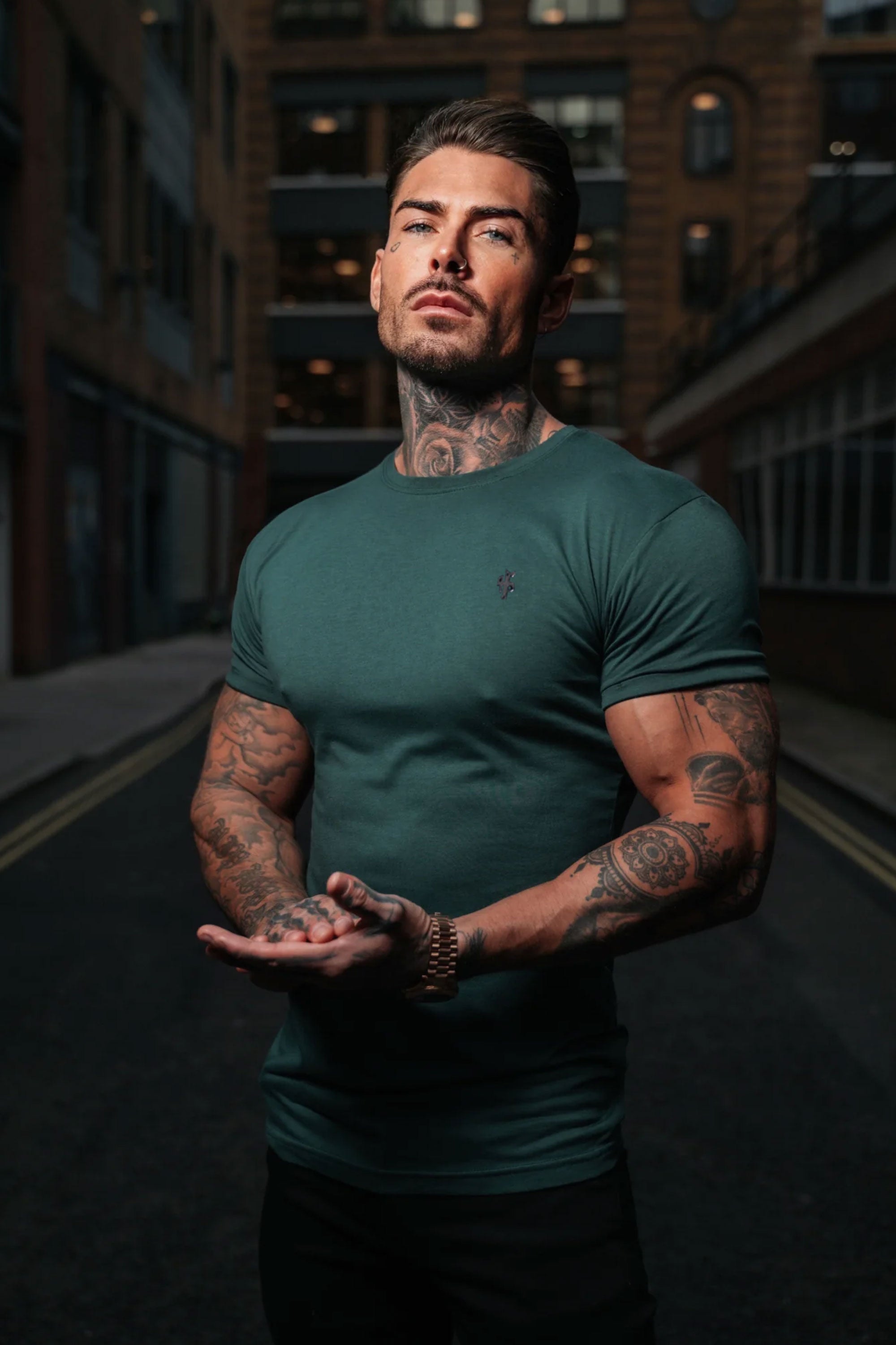 Forest Green / Black Bamboo Crew T Shirt - FSH1213 (PRE ORDER 17TH SEPTEMBER)