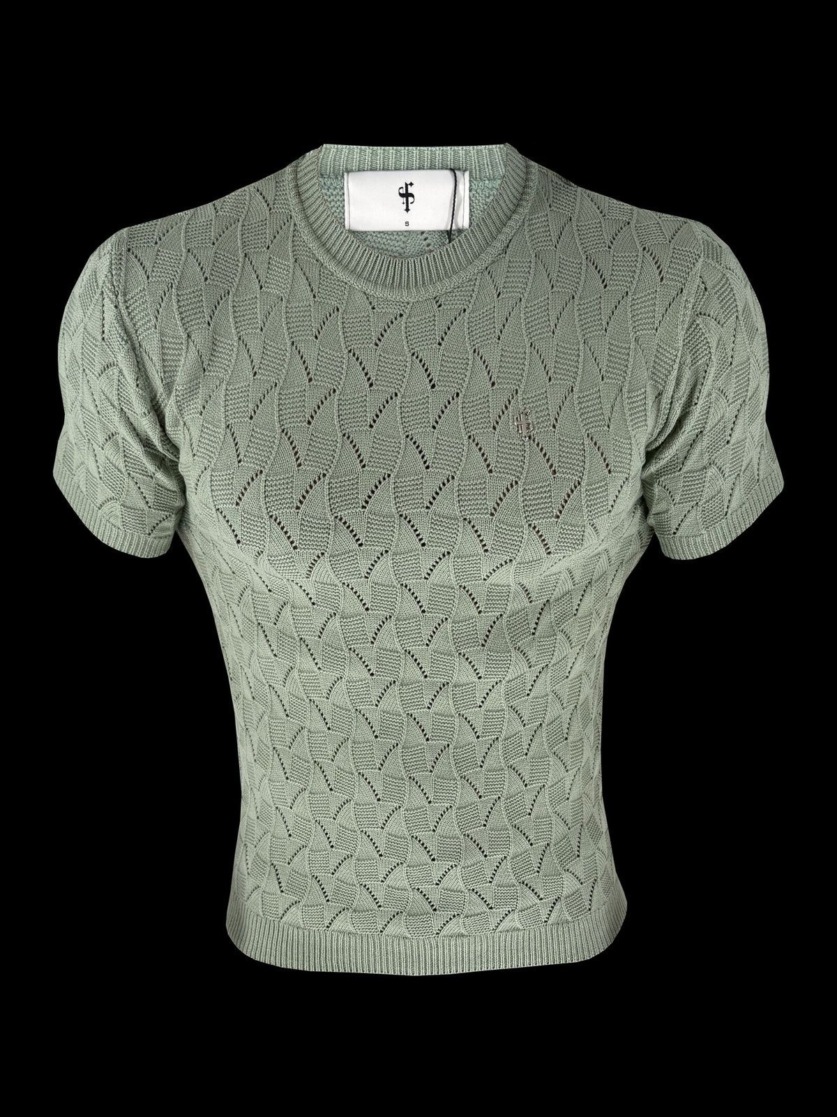 Sage Wave Weave Knit Short Sleeve Sleeve T-Shirt - FSJ174
