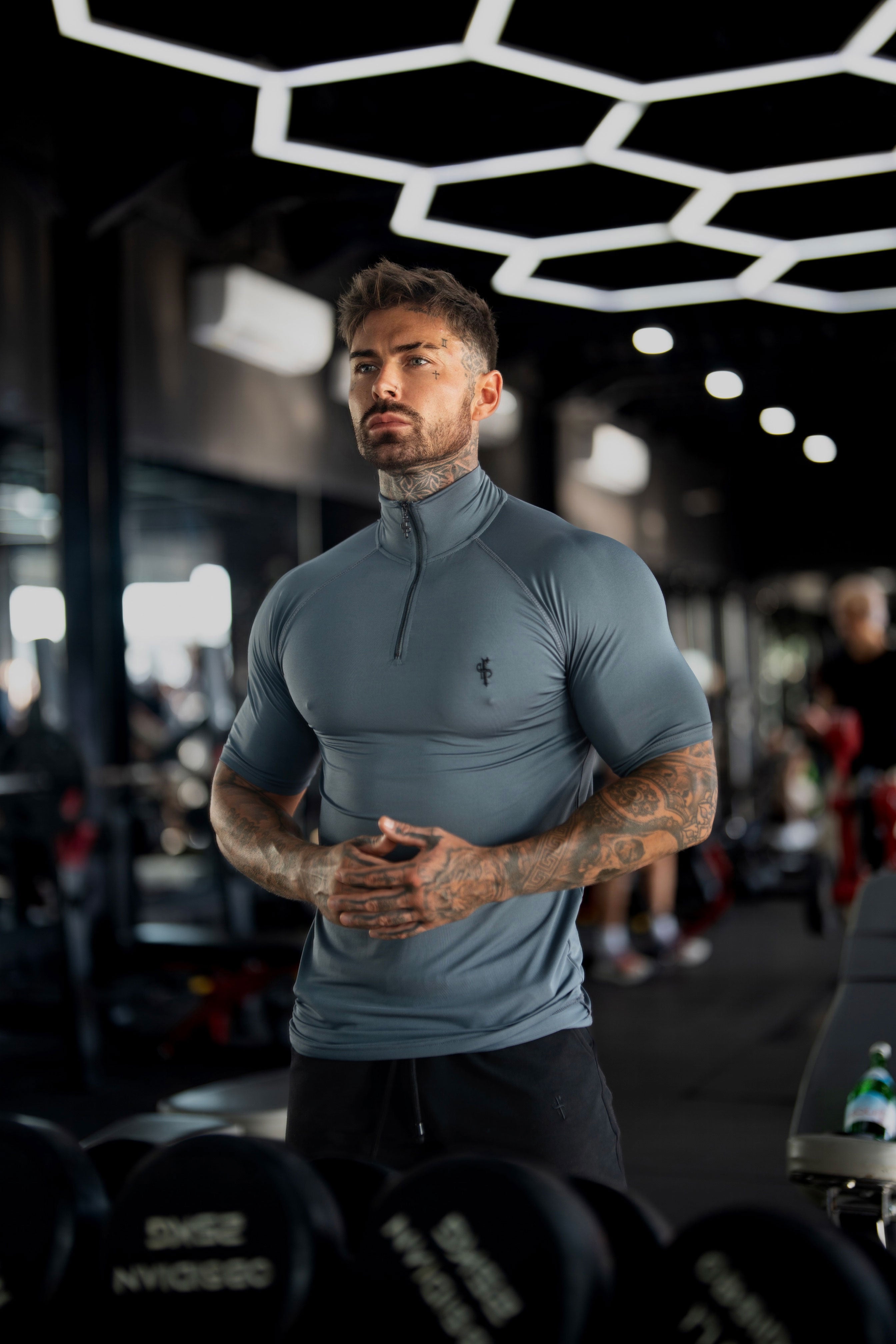 SS Charcoal Half Zip Gym Top - FSH1315