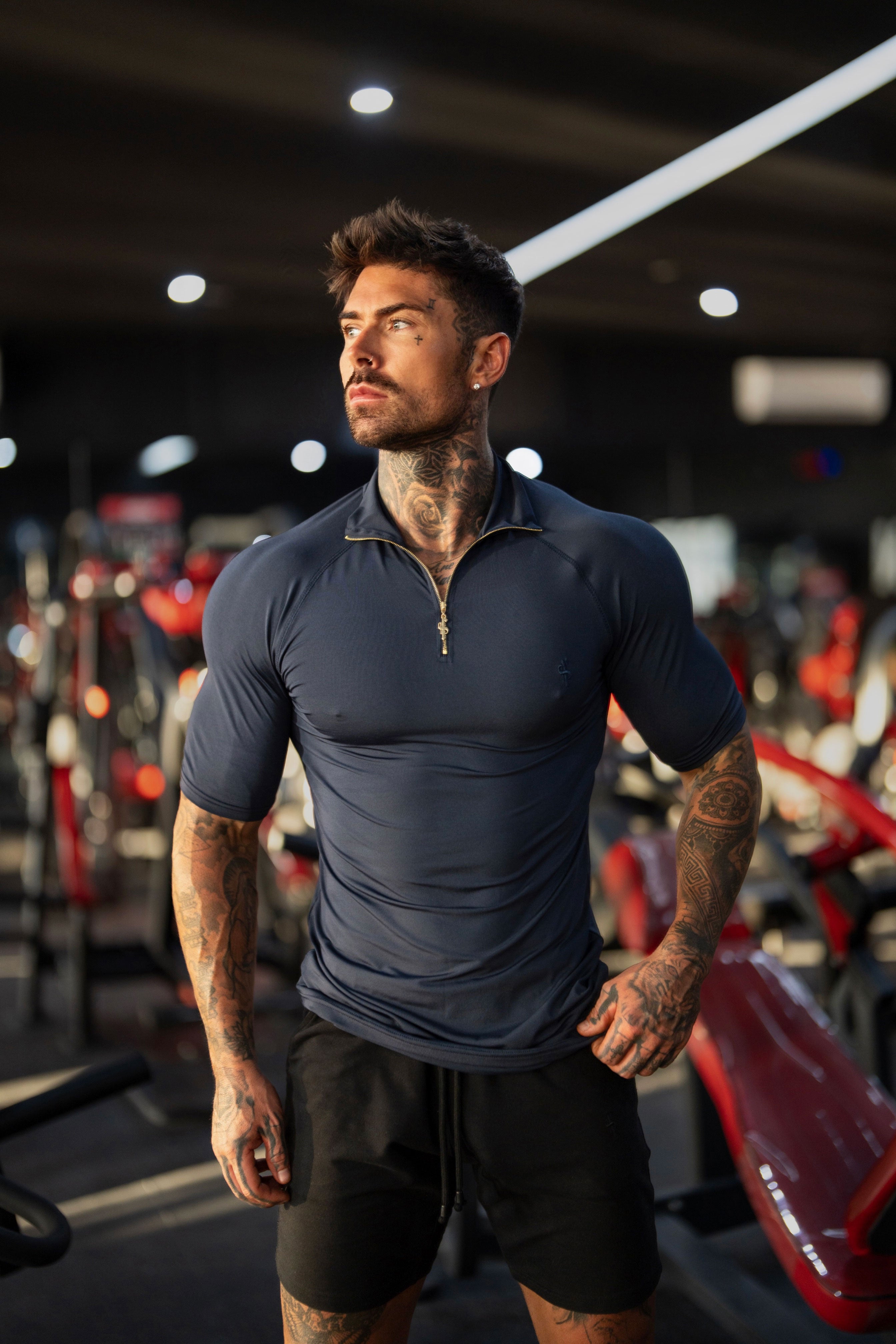 SS Navy Half Zip Gym Top - FSH1312