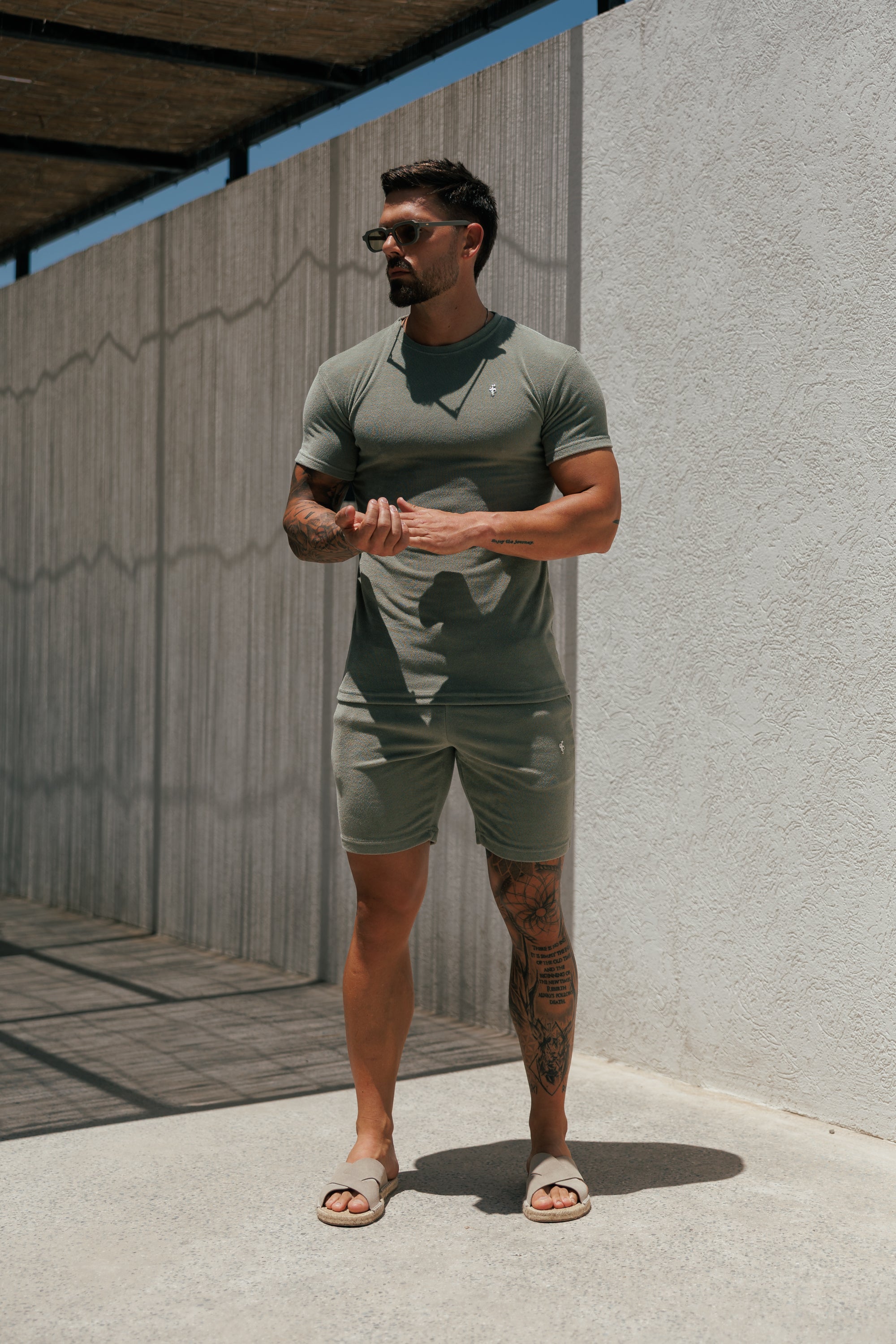 Olive Towelling Shorts - FSH1481