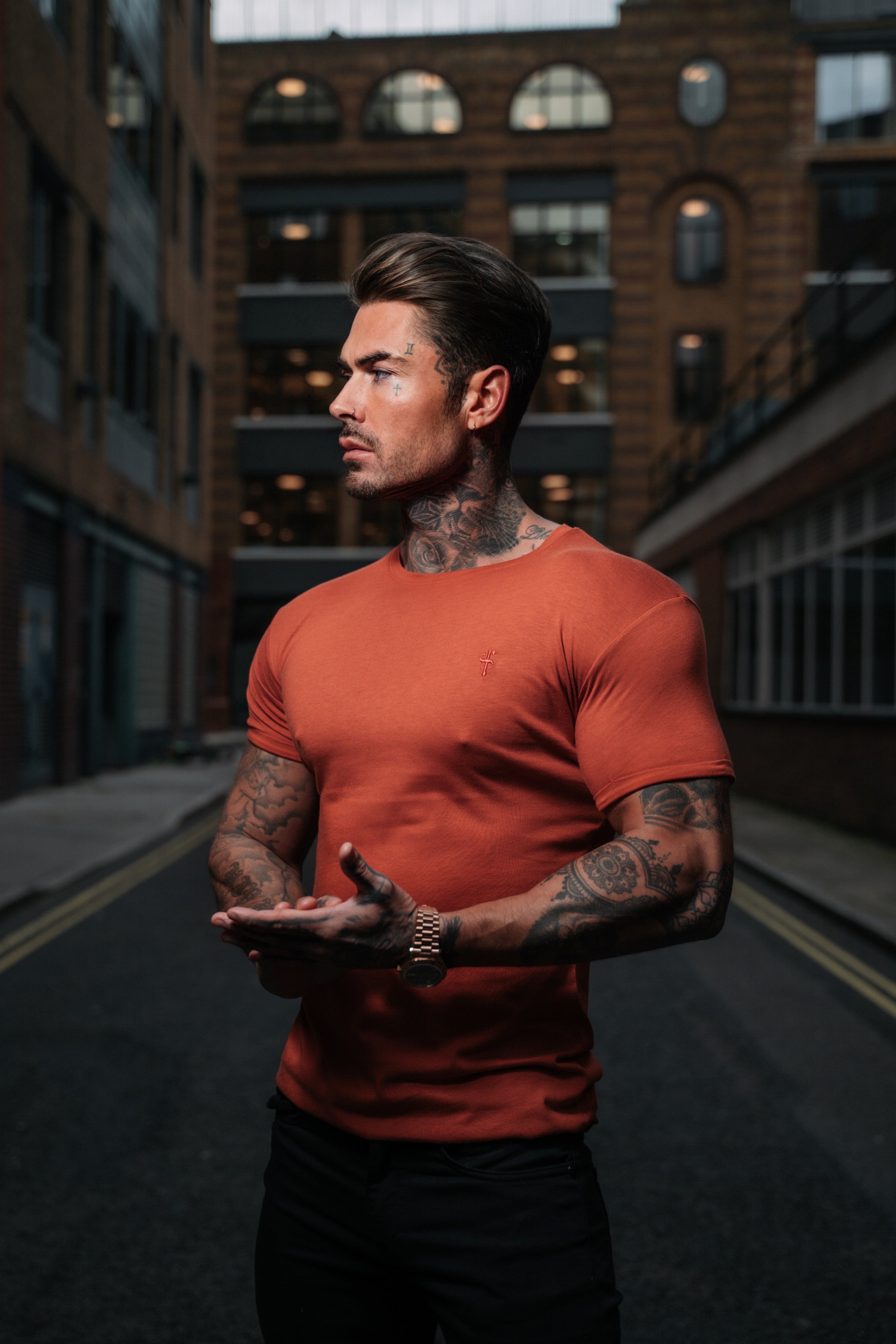 Rust Bamboo Crew with Tonal Embroidery - FSH921