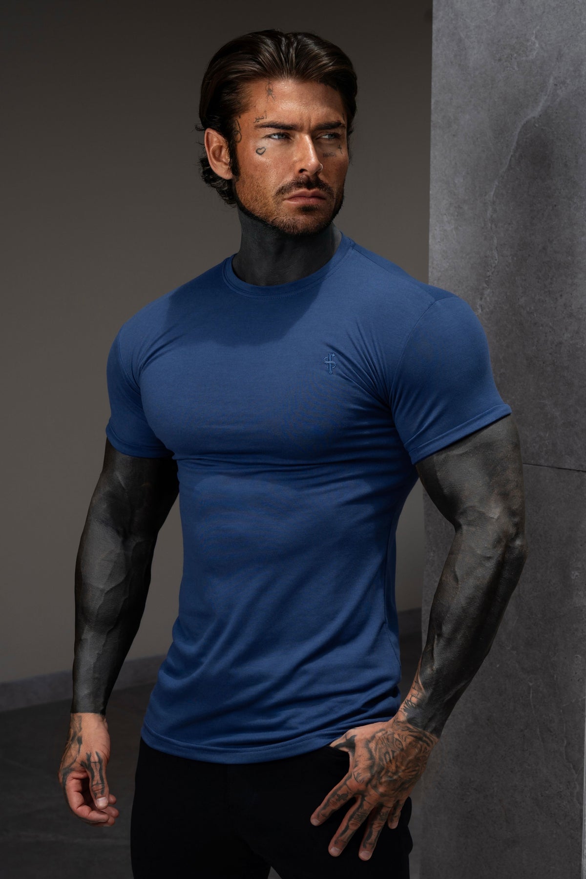 Navy Viscose Crew T-Shirt Short Sleeve - FSH1502