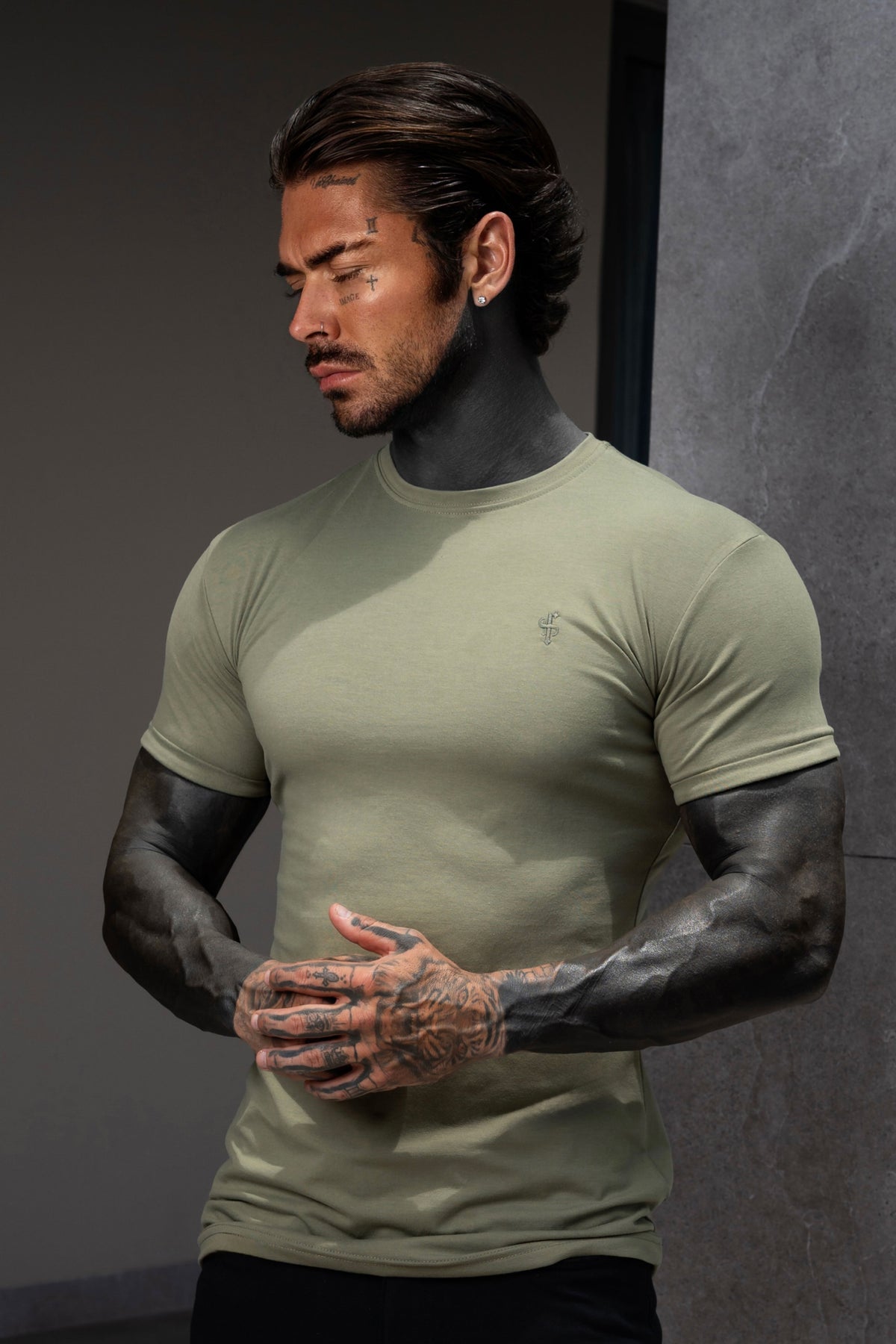 Olive Viscose Crew T-Shirt Short Sleeve - FSH1504