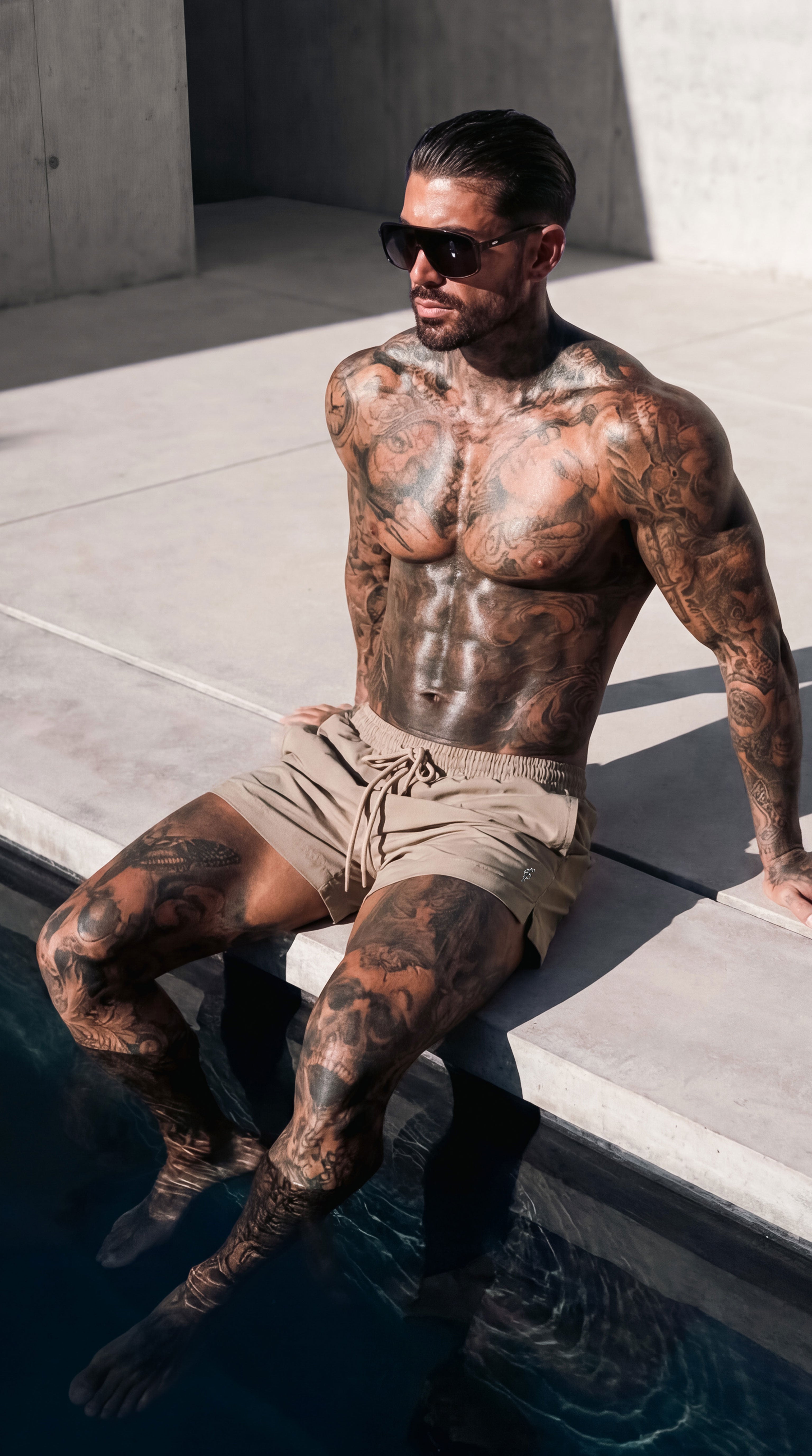 Taupe / Silver Swim Shorts - FSH1318