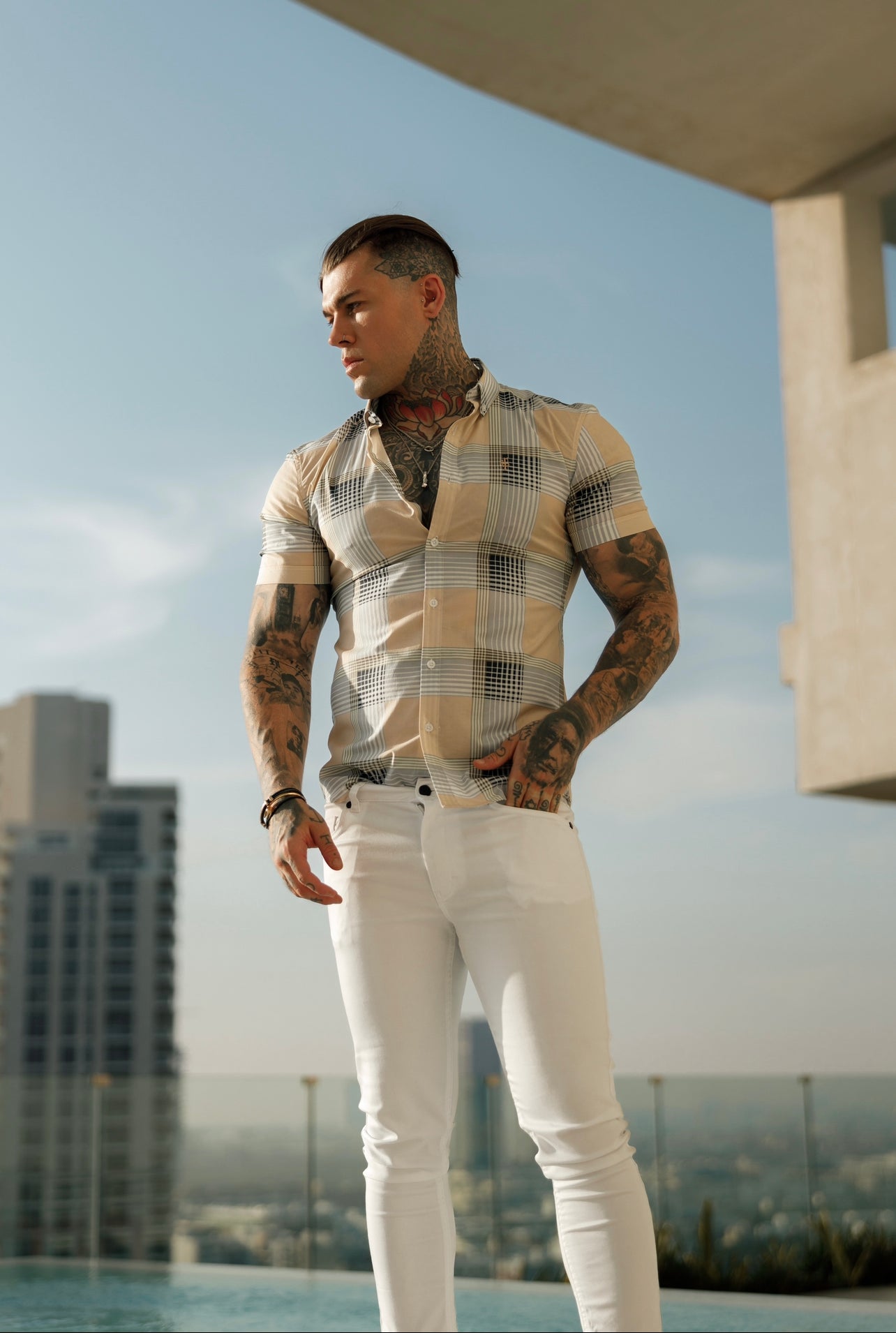 Father Sons Slim Stretch White Sateen Pants - FSH529