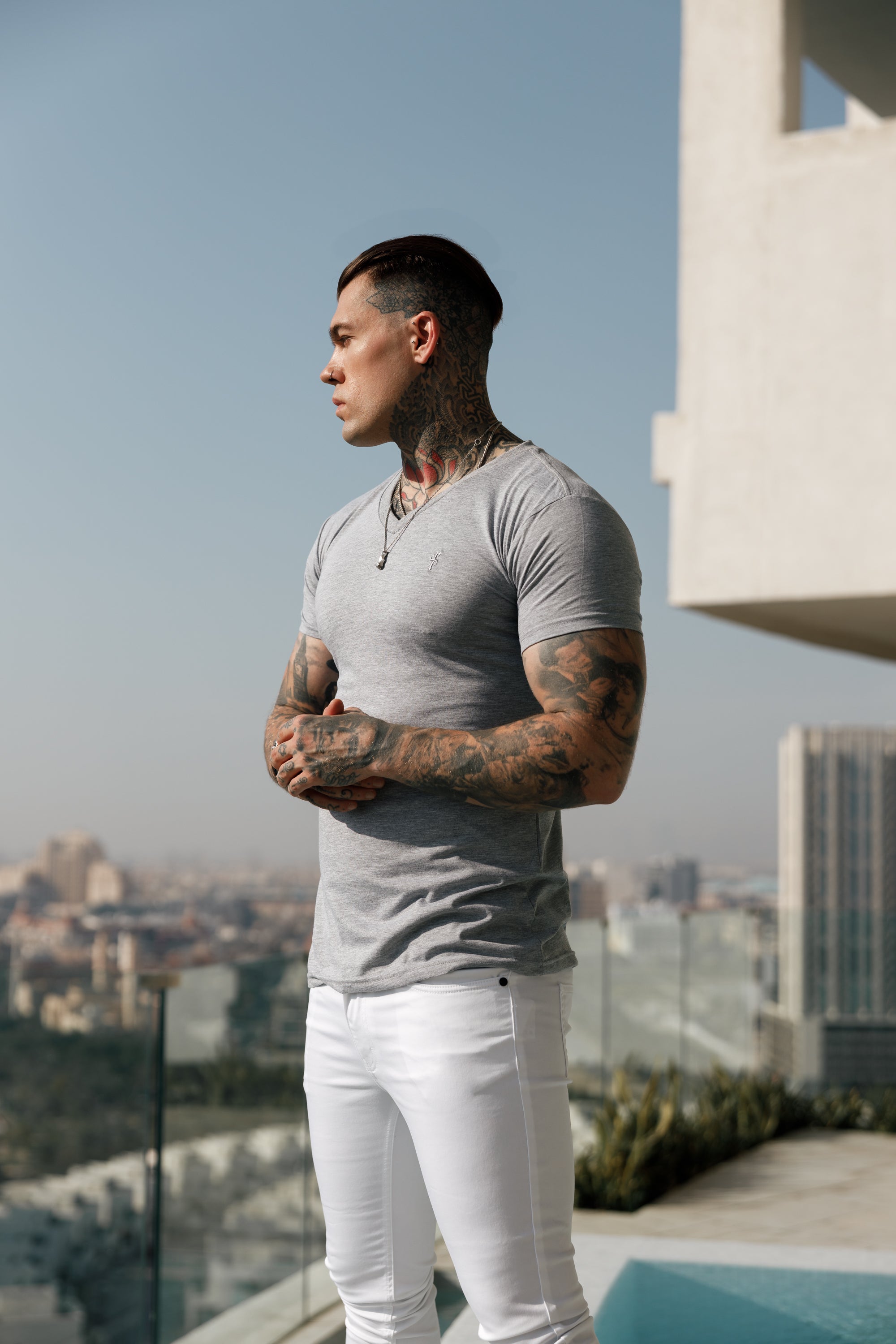 Classic Light Grey V Neck - FSH372