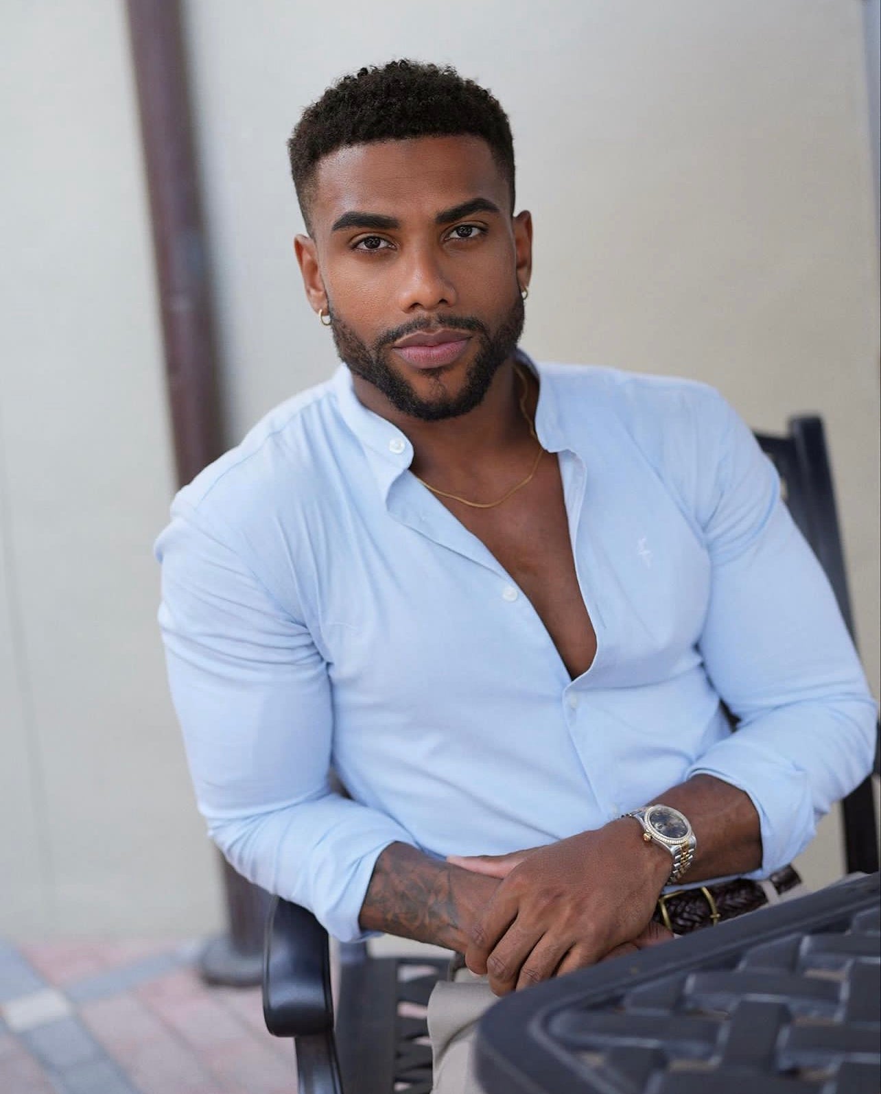 Super Slim Stretch Classic Oxford Light Blue with Grandad Collar - FS938