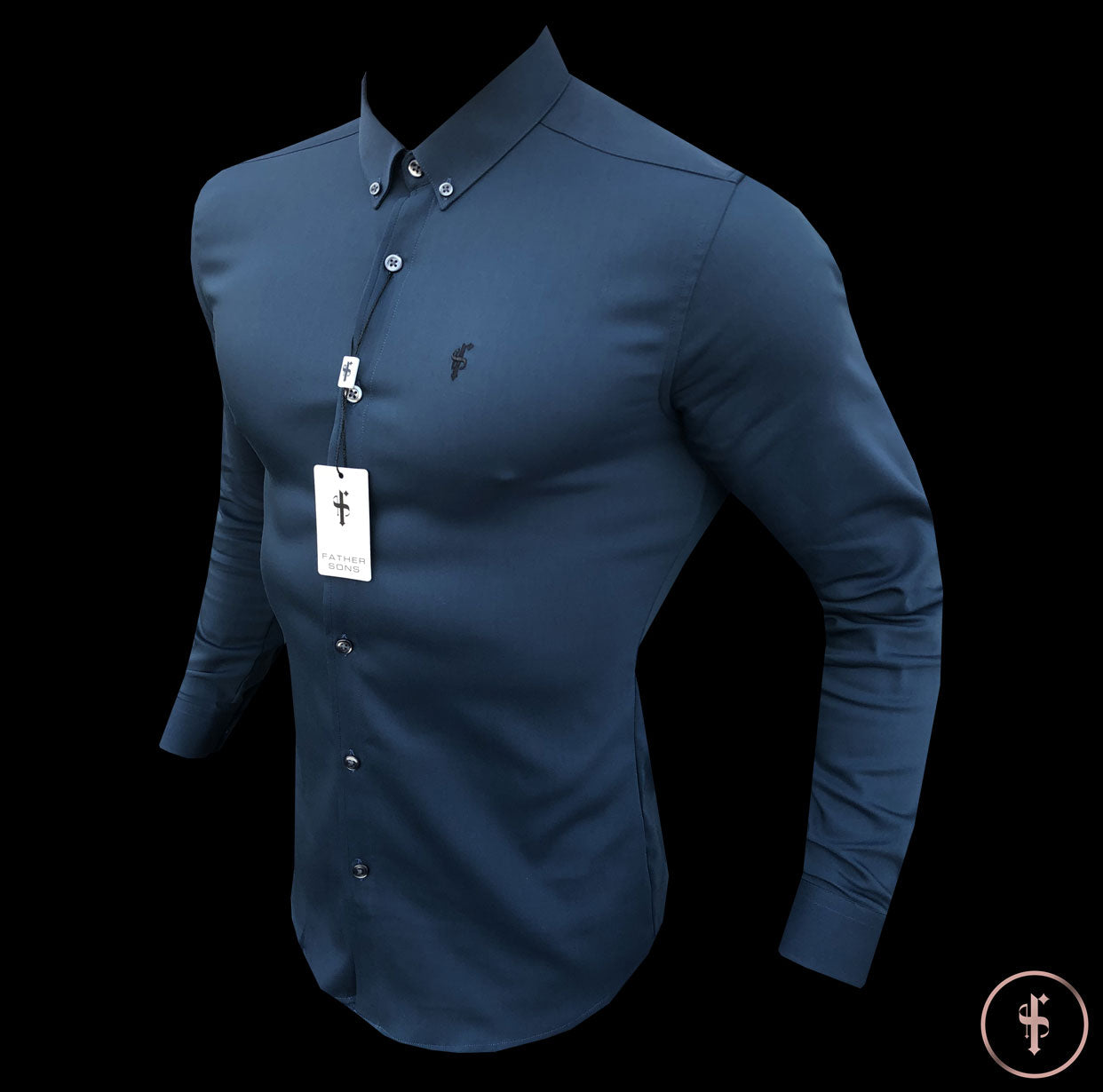 Super Slim Ultra Stretch Classic Teal (Charcoal Buttons) - FS484