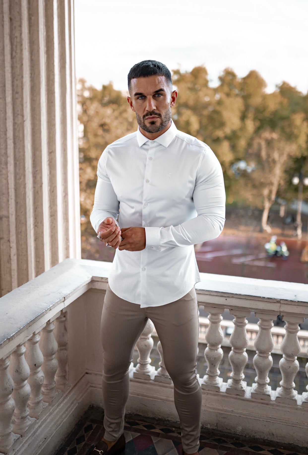 Father Sons Slim Stretch Beige Sateen Pants - FSH407