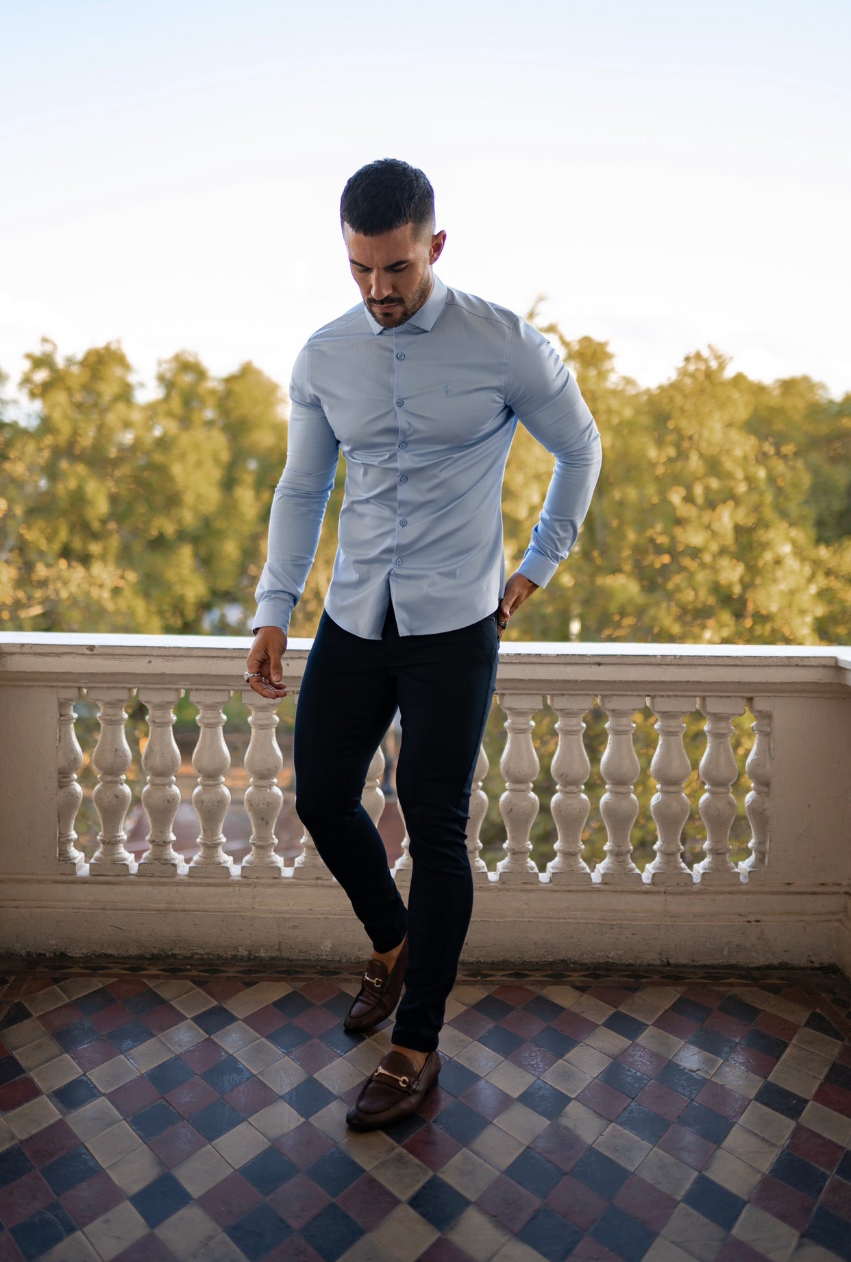 Father Sons Slim Stretch Navy Sateen Pants - FSH406