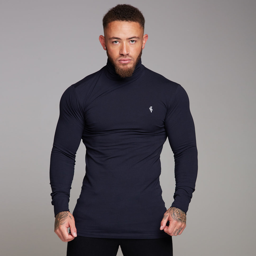 Classic Navy Stretch Roll Neck - FSH164