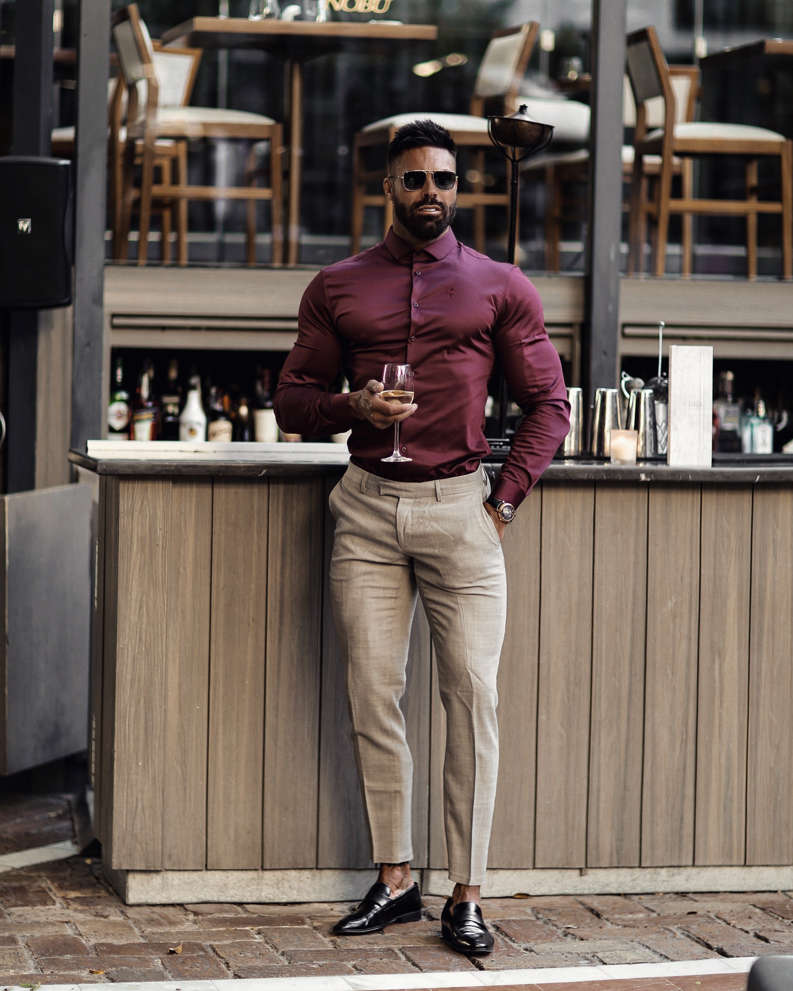Slim Sateen Burgundy Long Sleeve - FS549