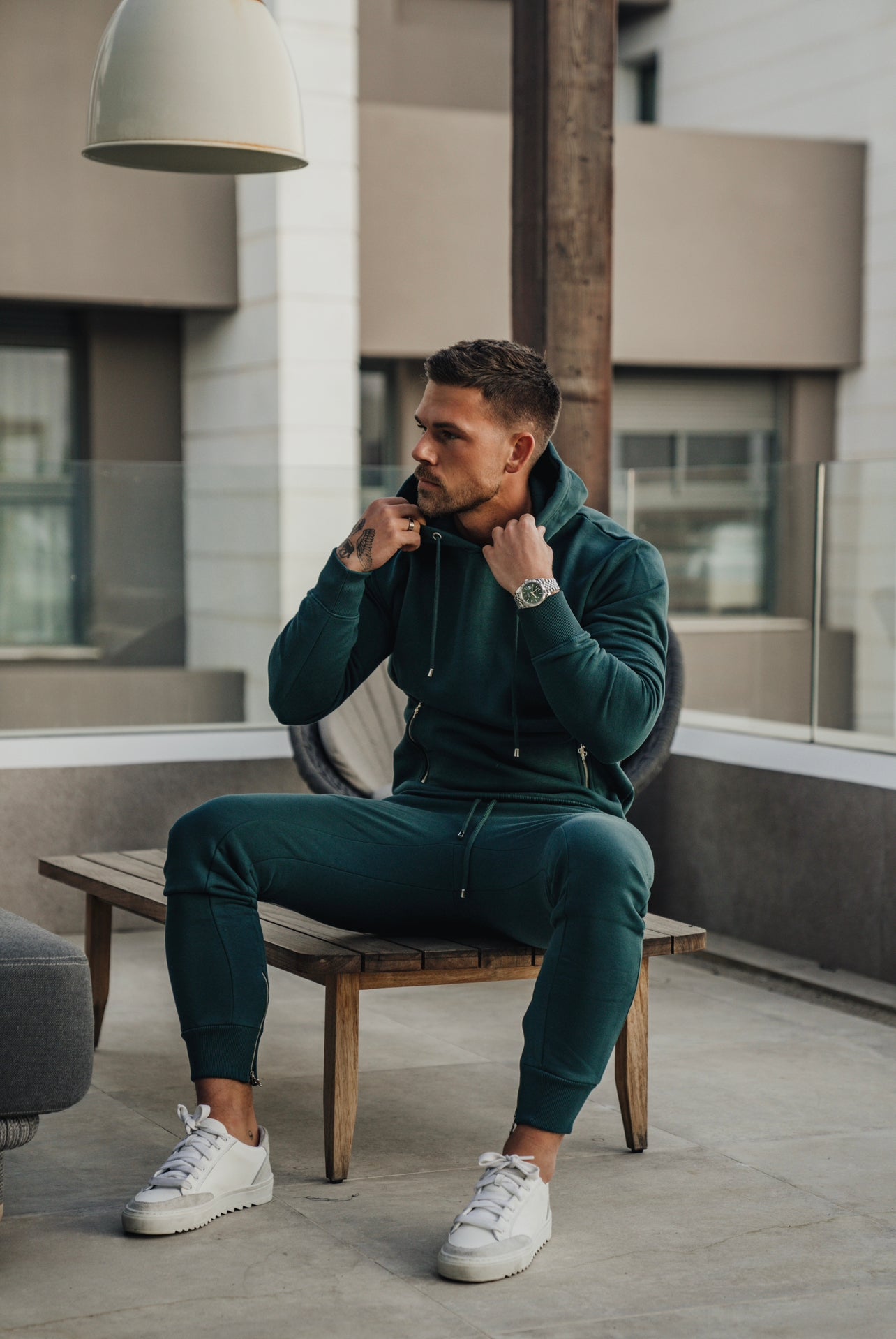 Father Sons Forest Green / Silver Tapered Sweat Pants with Ankle Zip Detail - FSH800