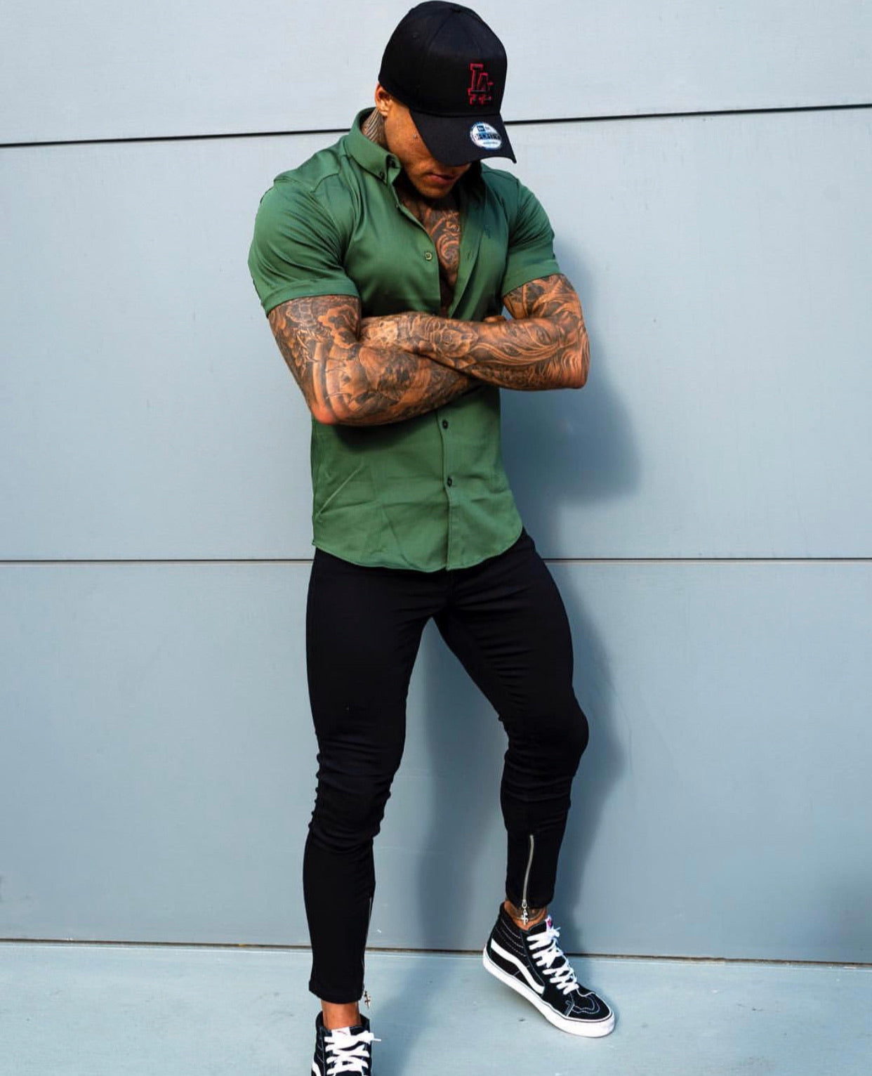 Zipped Ankle Slim Stretch Black Jeans - FSH235