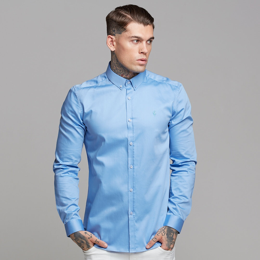 Classic Button Down Light Blue Luxe Egyptian Cotton - FS495 (LAST CHANCE)