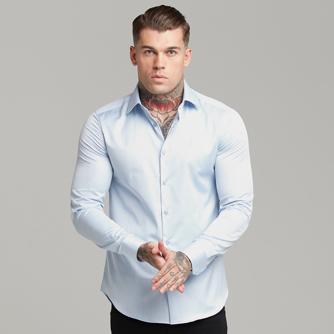 Classic Light Blue Twill Cutaway Collar - FS601