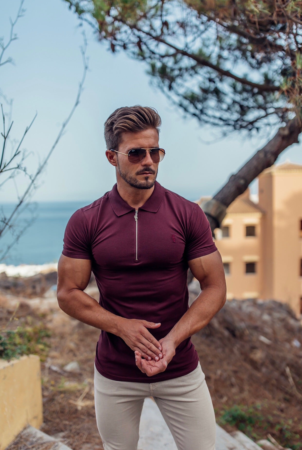 Classic Black Zipped Polo Shirt - Black Zip