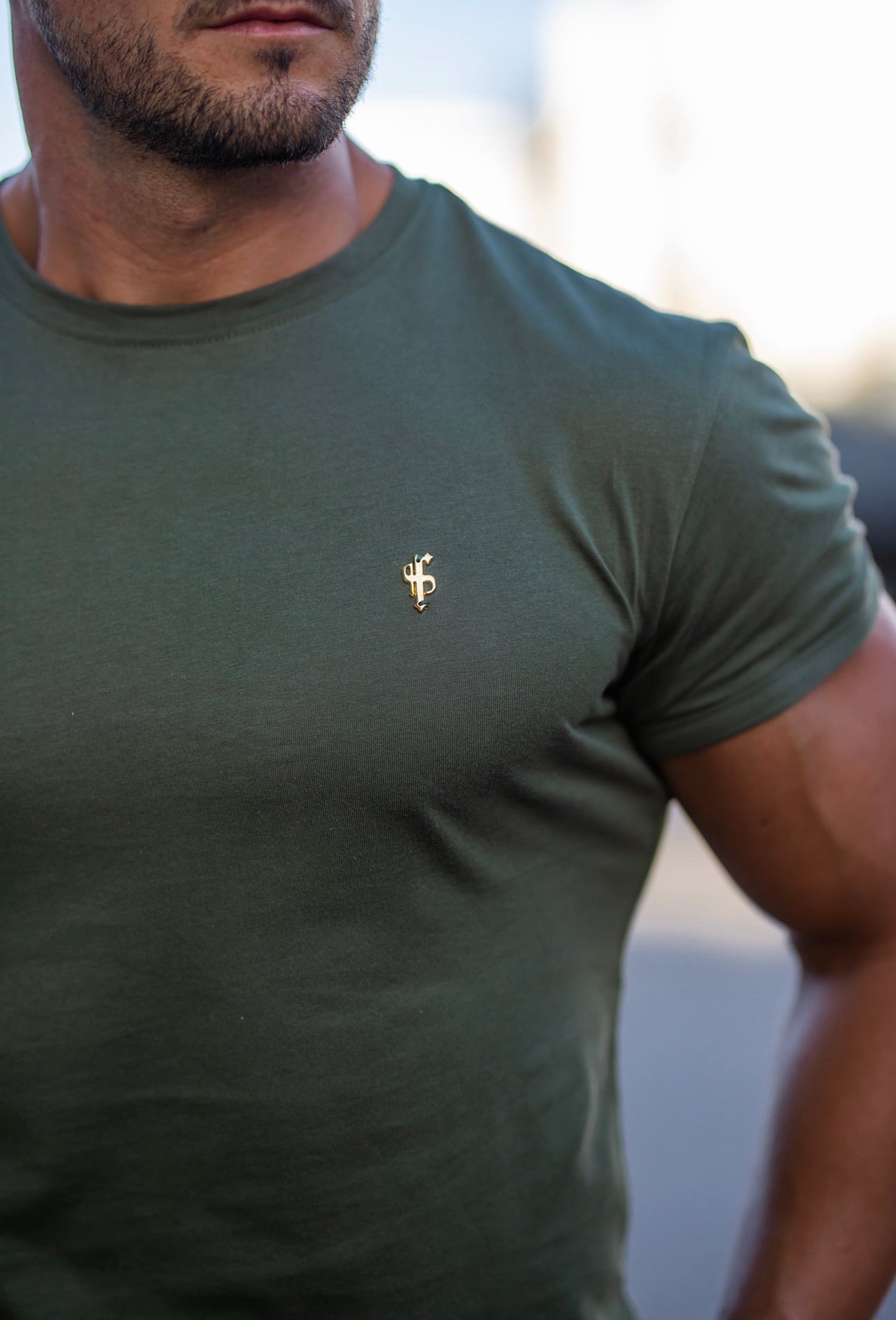 Classic Khaki Crew with Gold Metal Emblem Decal FSH449