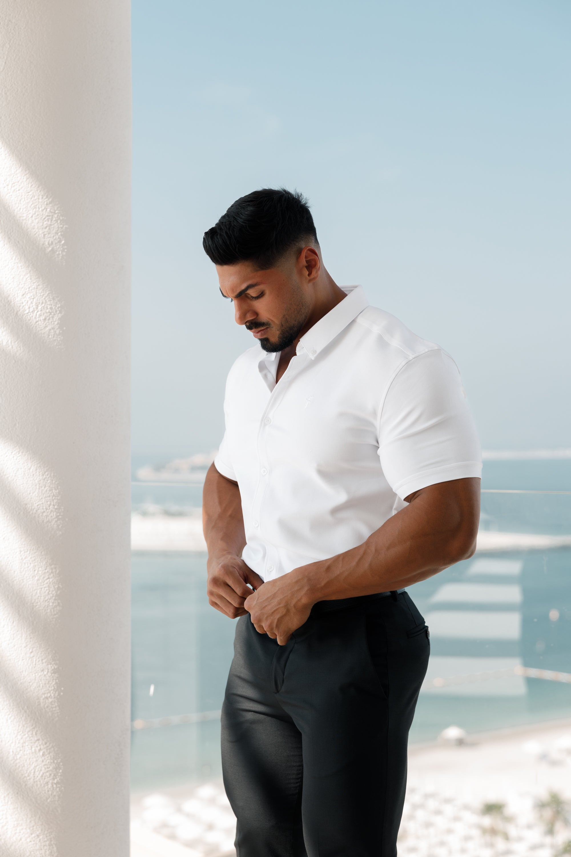 Super Slim Scuba White Short Sleeve Stretch - FS828 (PRE ORDER 10TH JUNE)