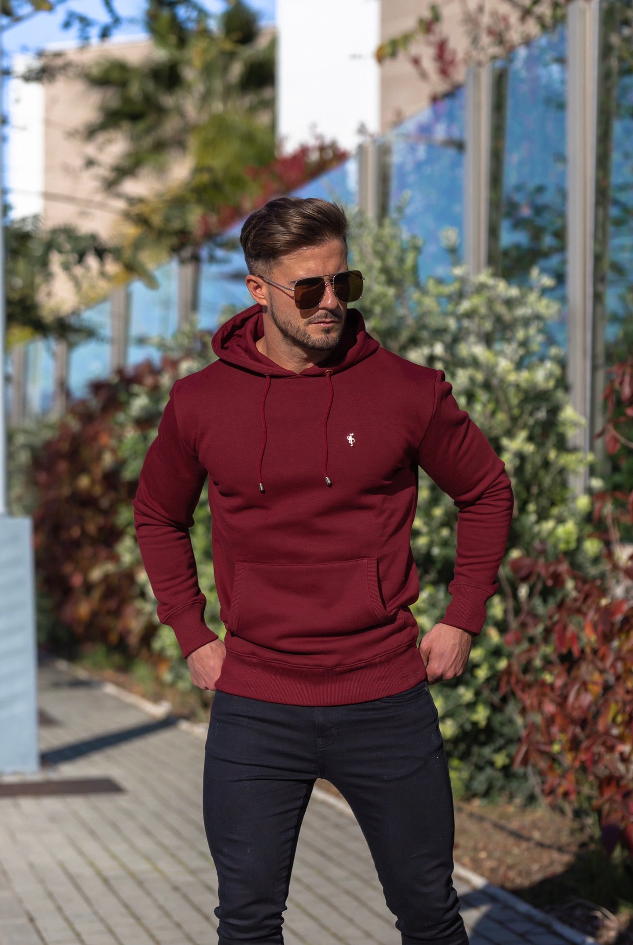 Father Sons Burgundy & Gold Overhead Hoodie Sweater - FSH546