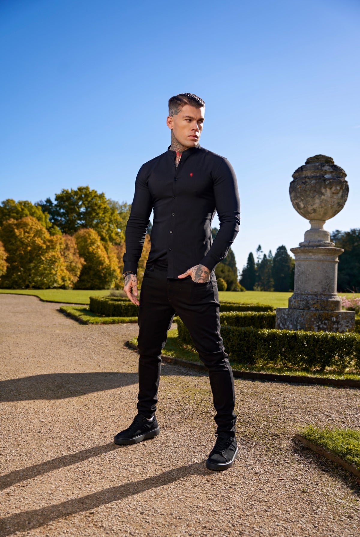 Super Slim Scuba Black Long Sleeve Stretch With Grandad Collar - FS931 (PRE ORDER 12TH NOVEMBER)